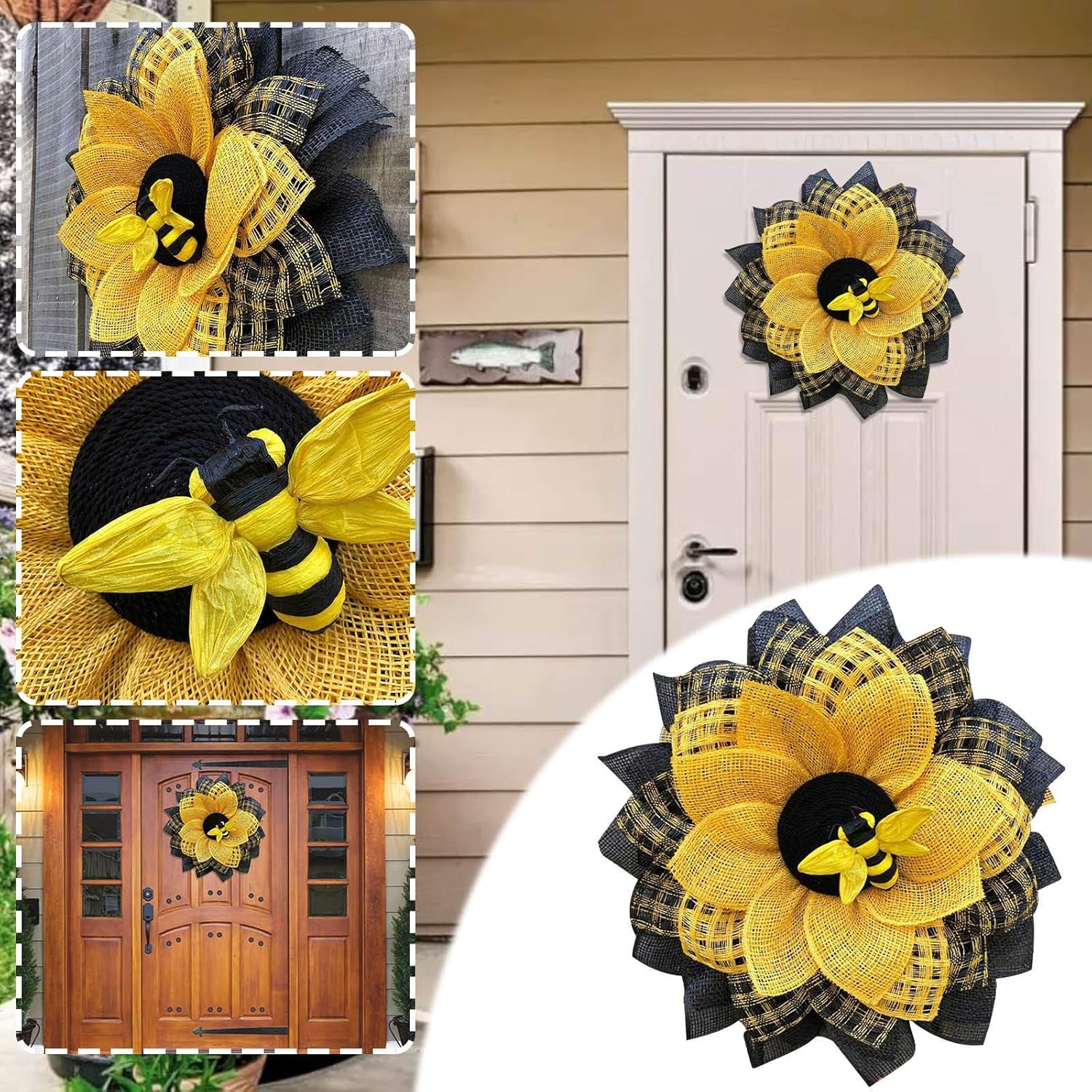 Yellow Sunflower Wreath for Front Door Decor