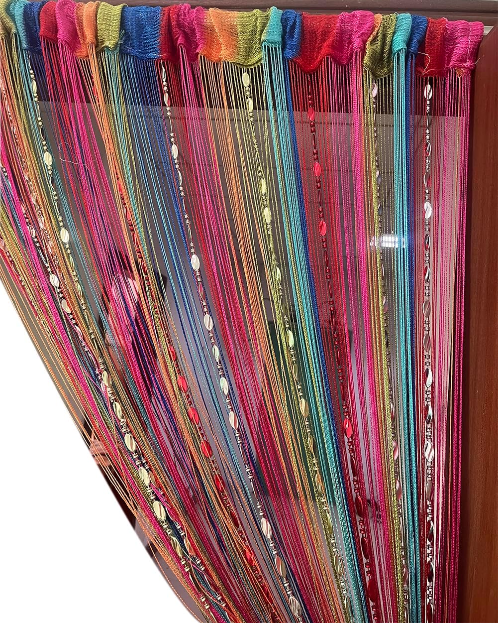 ZideTang Button Beaded Door Curtain with Fringe