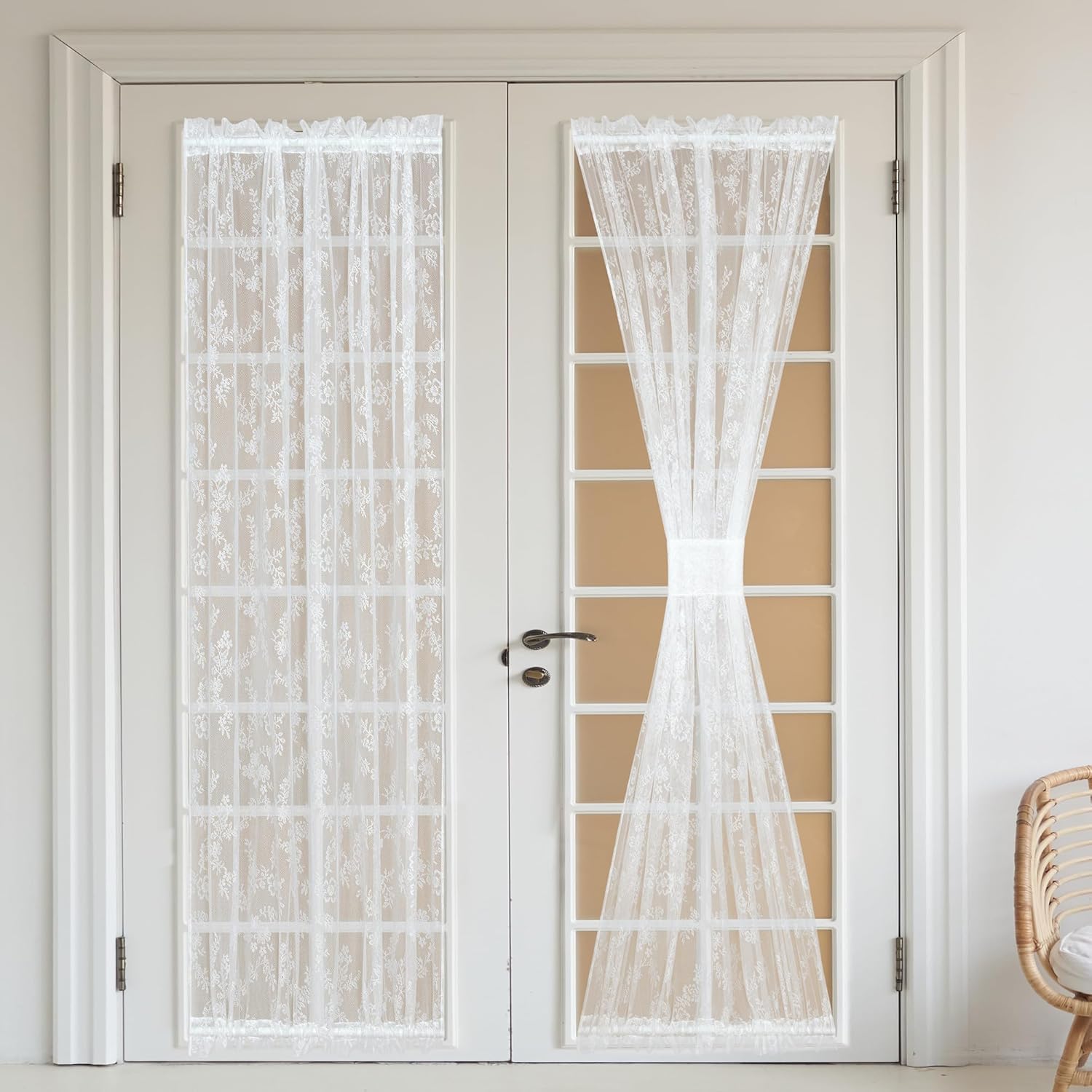 Lace French Door Curtain with Tieback 2 Panels