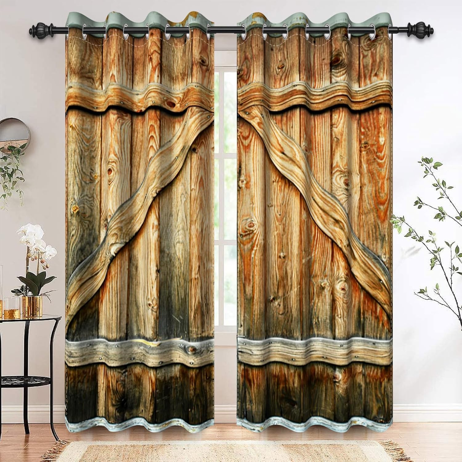 Renaiss Barn Door Curtains Set of 2 Panels Blackout