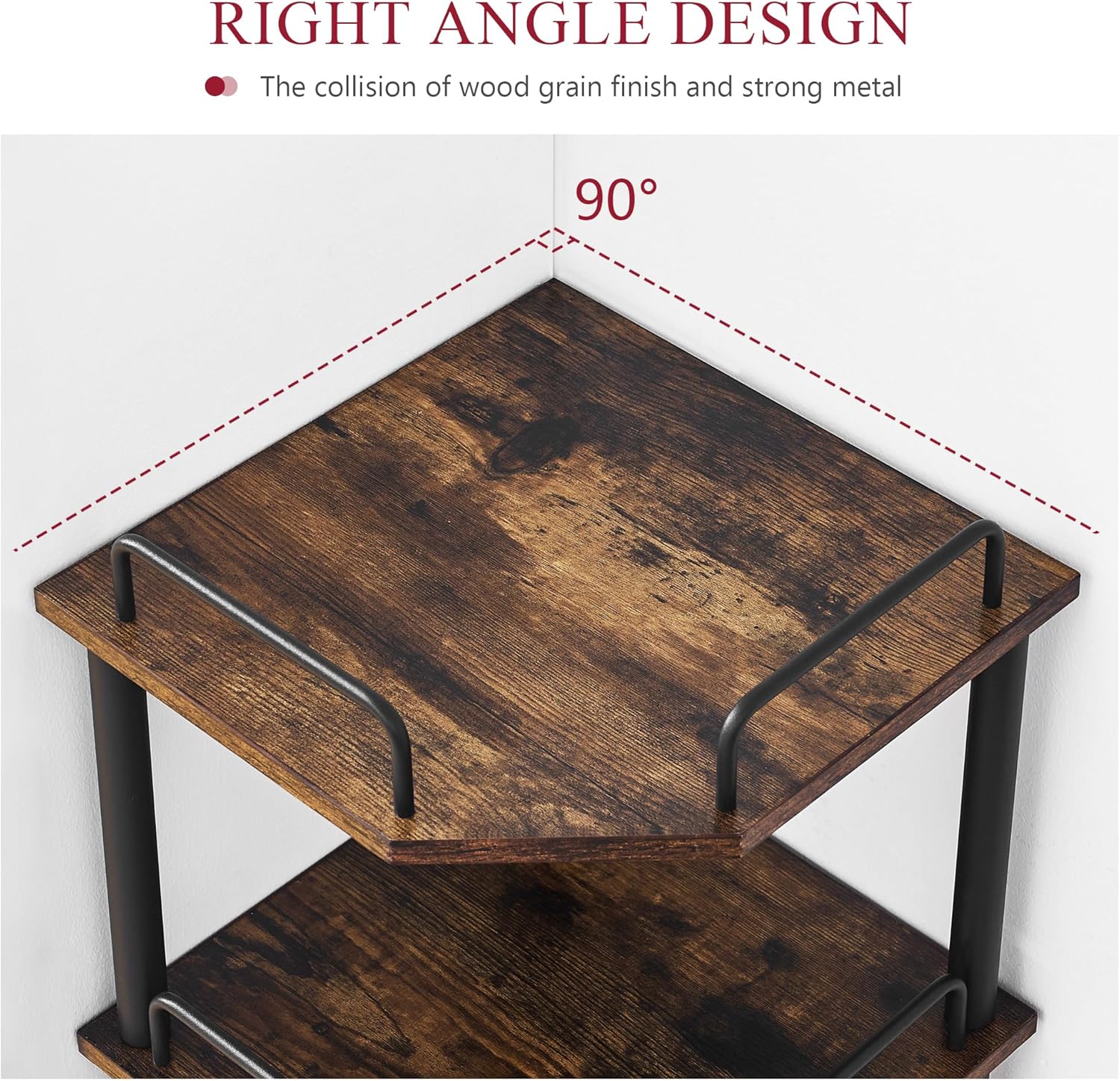 Tajsoon Corner Shelf Stand 3 Tier Rustic Brown