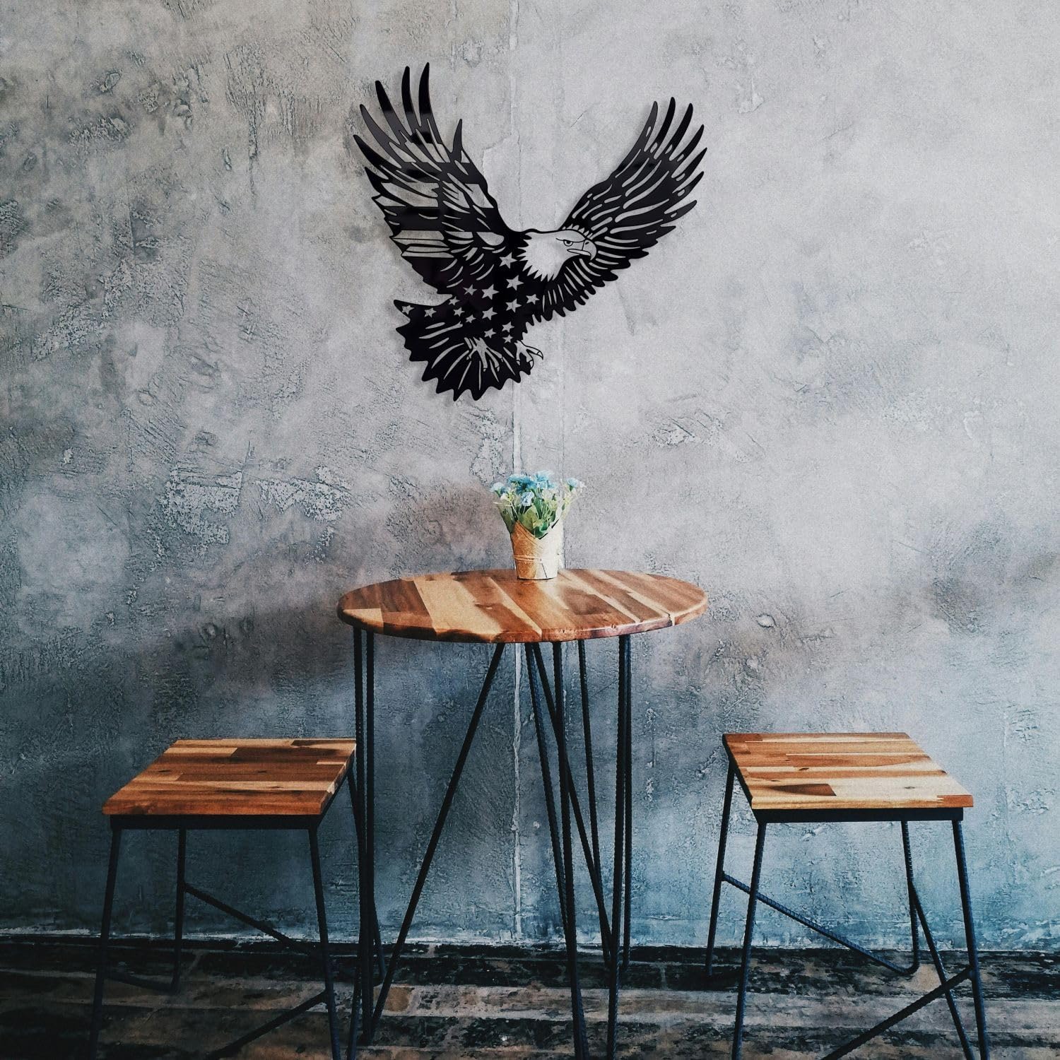 Patriotic Bald Eagle Flag Metal Wall Art Decor