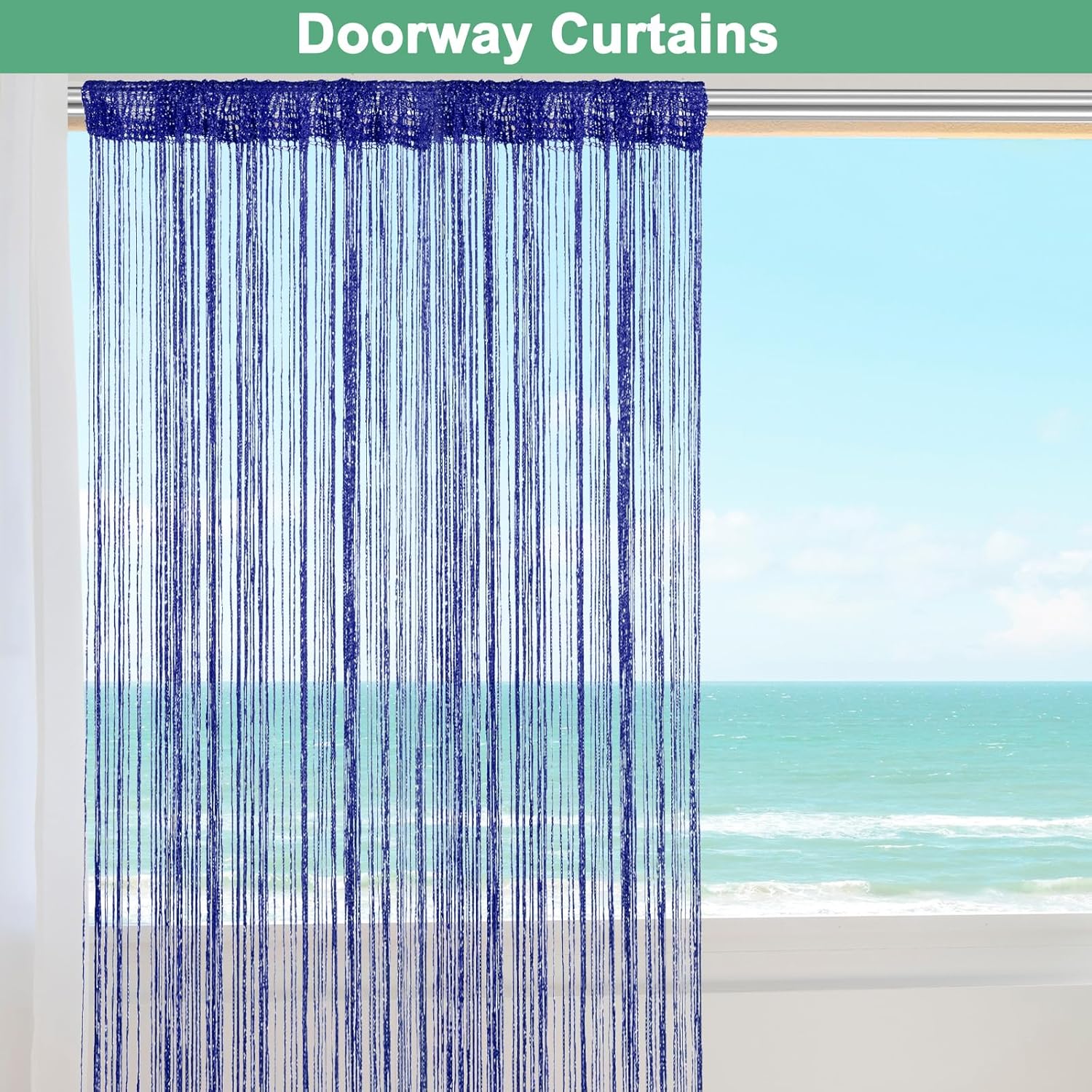 Sapphire Blue Decorative Door Curtain Panel 39x79 Inches