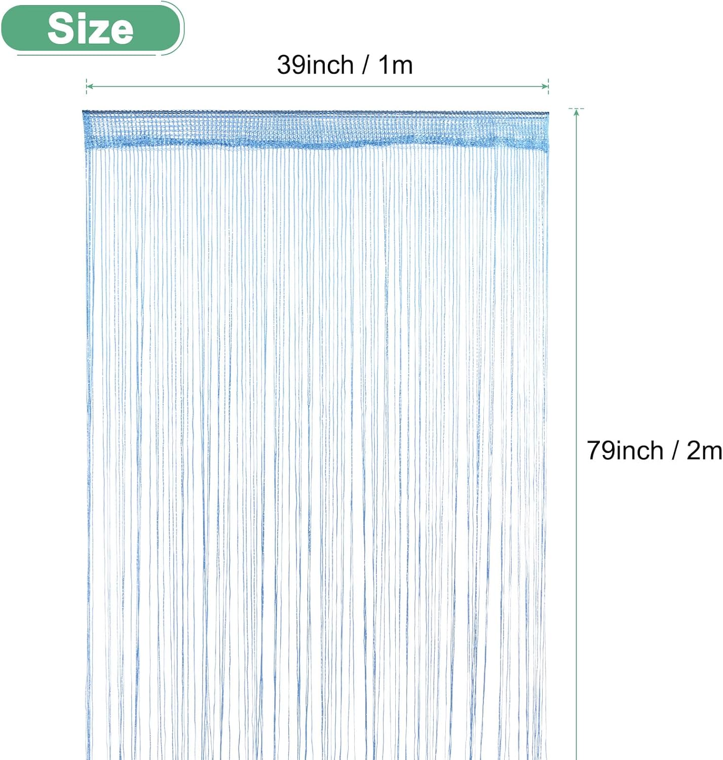 Lake Blue Decorative Door String Curtain 39x79 Inch Panel