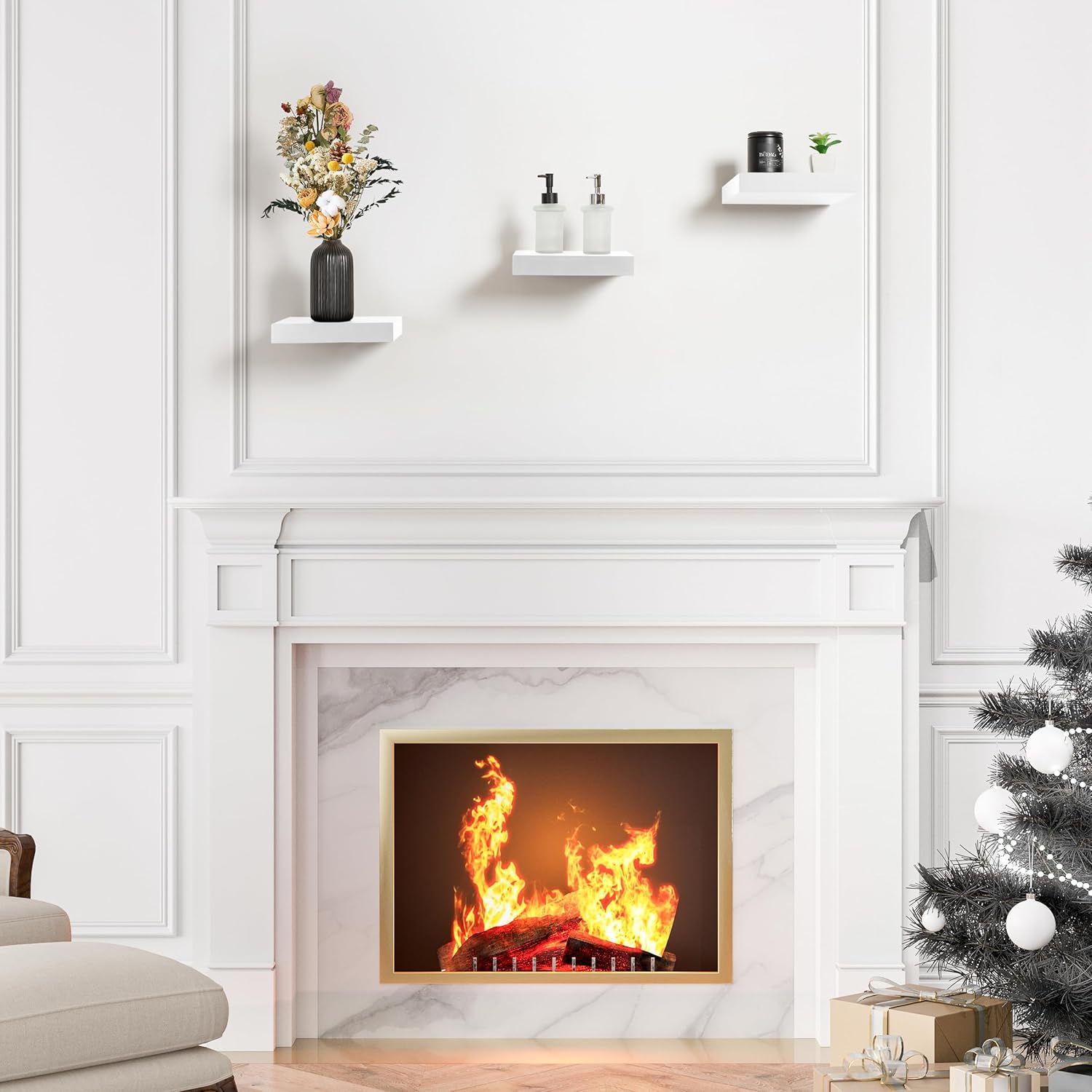 Sorbus 3 White Floating Shelves for Wall Display
