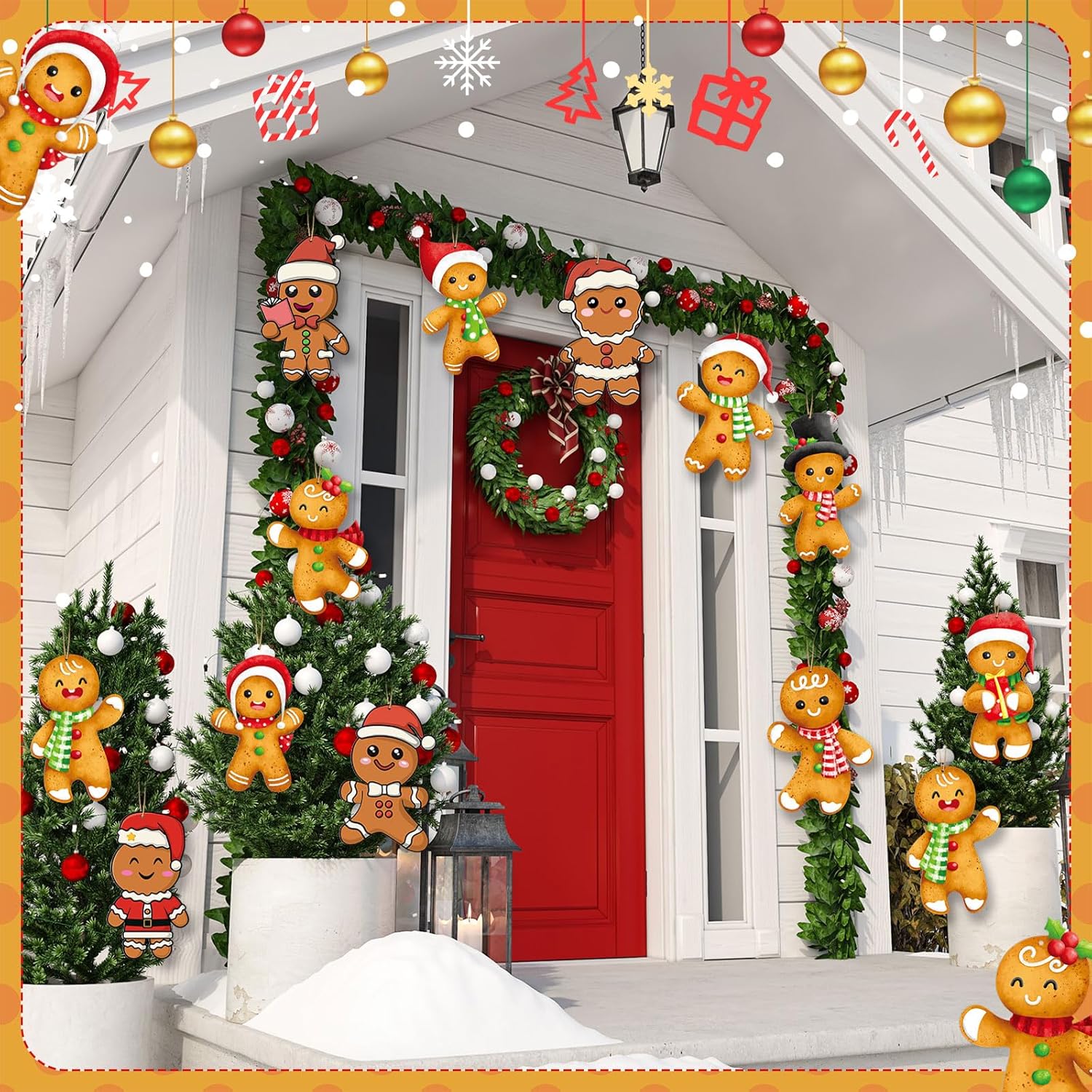 Soaoo 36 Pcs 79 Inch Gingerbread Man Christmas Decorations