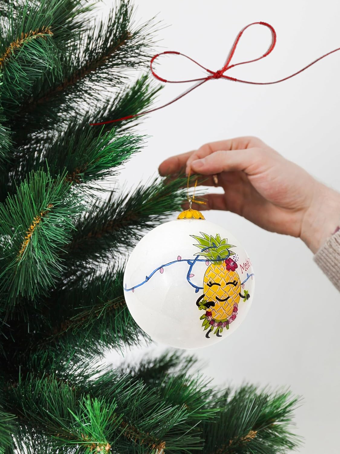 Happy Aloha Pineapple Hula Cheer Christmas Ornament