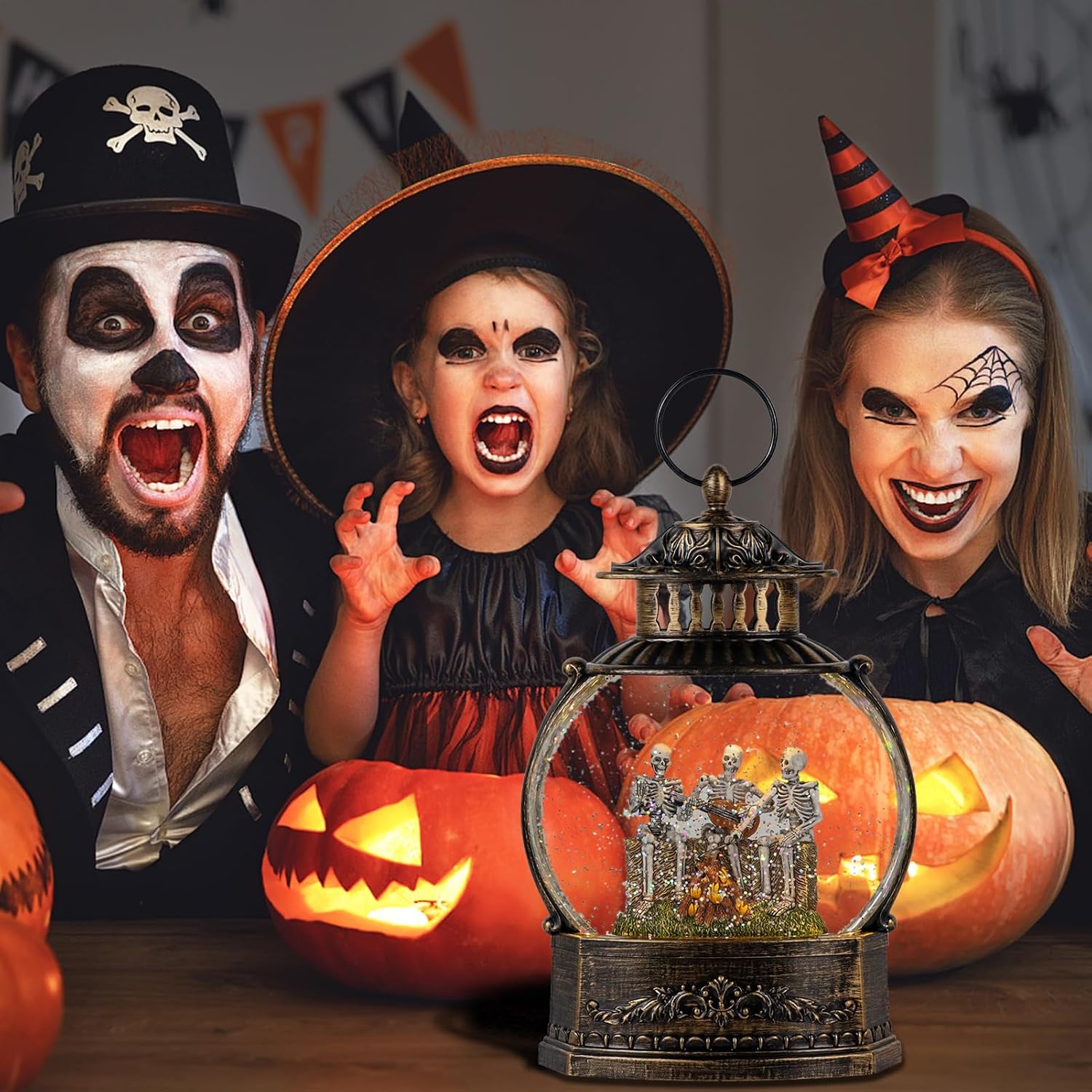 DRomance Halloween Skeleton Snow Globe Lantern