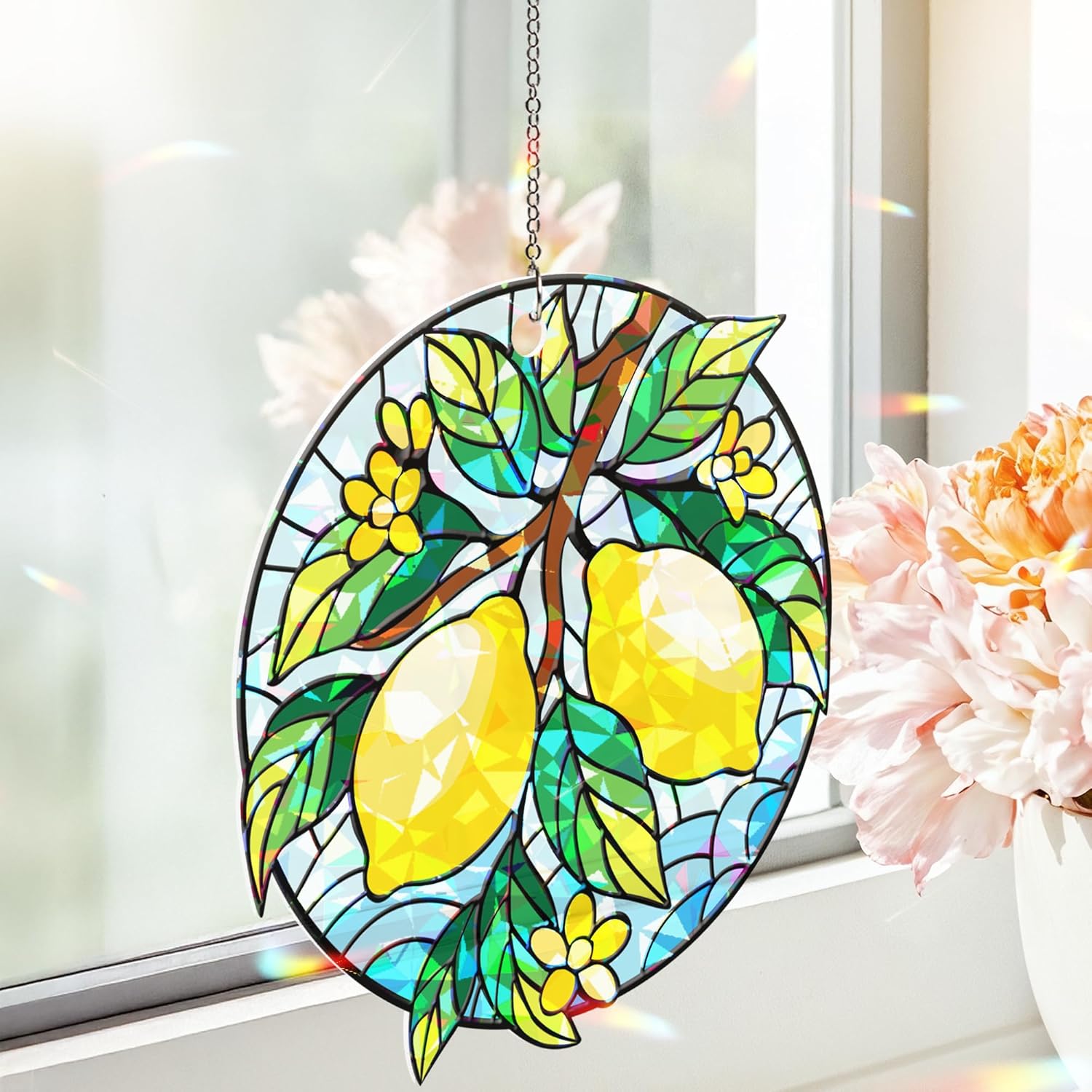Tropical Lemon Broken Glass Hologram Ornament