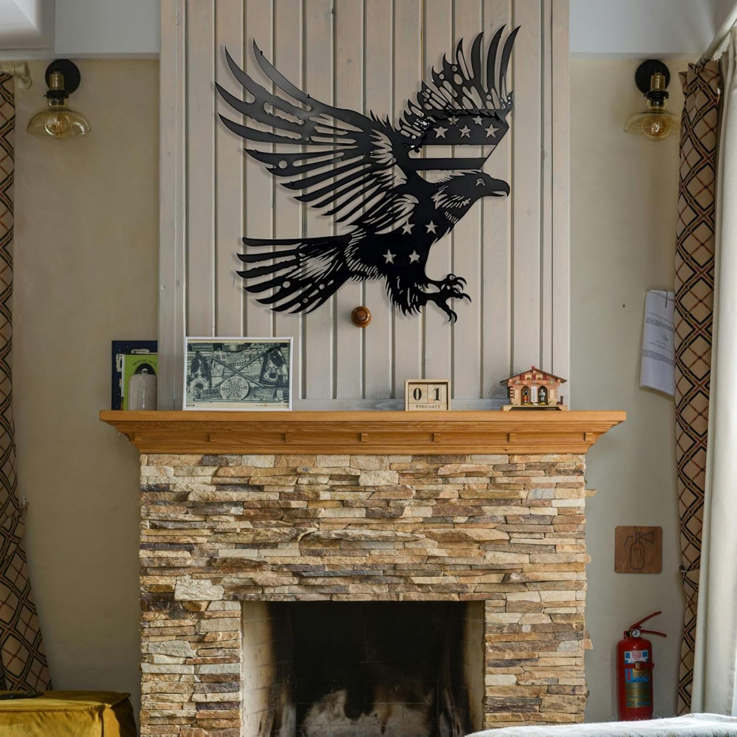 Patriotic Bald Eagle American Flag Metal Wall Art 20 Inches