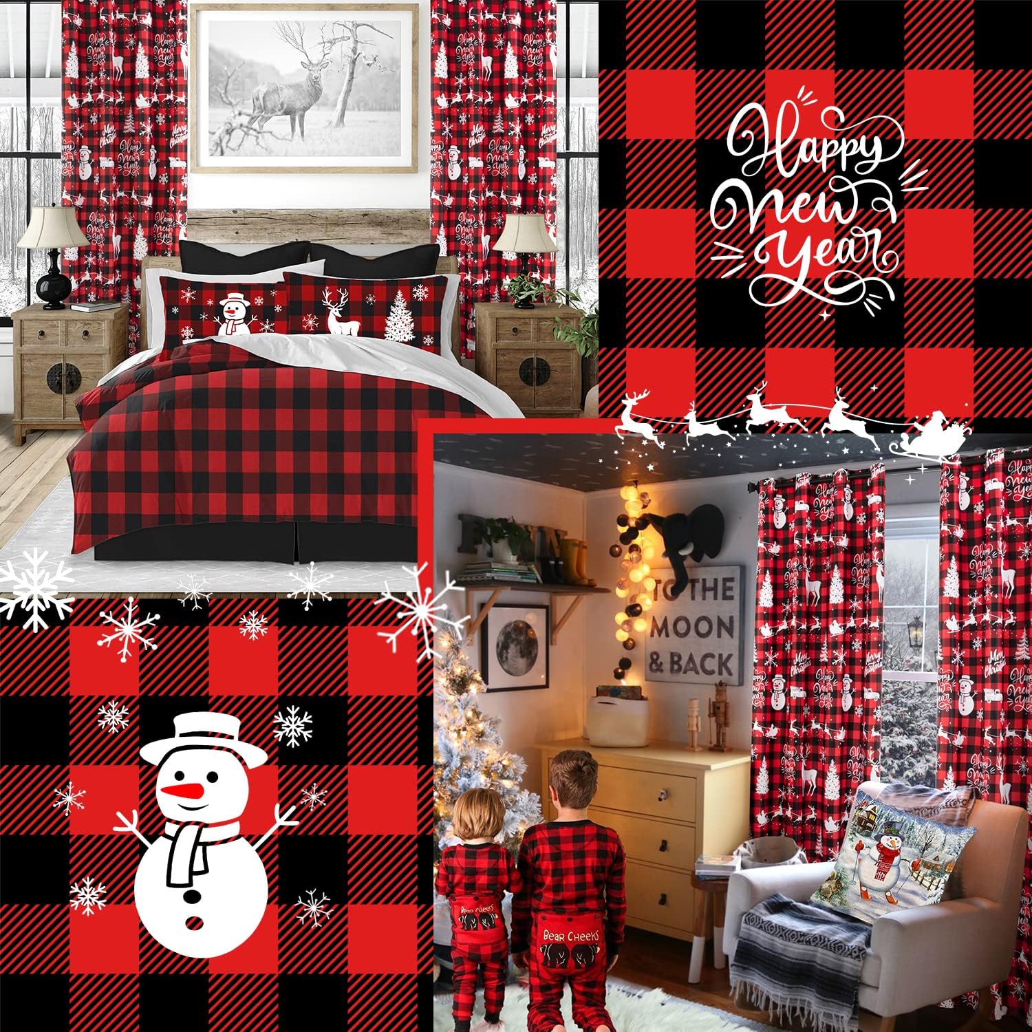 PANELSBURG Red Buffalo Plaid Curtains Set of 2