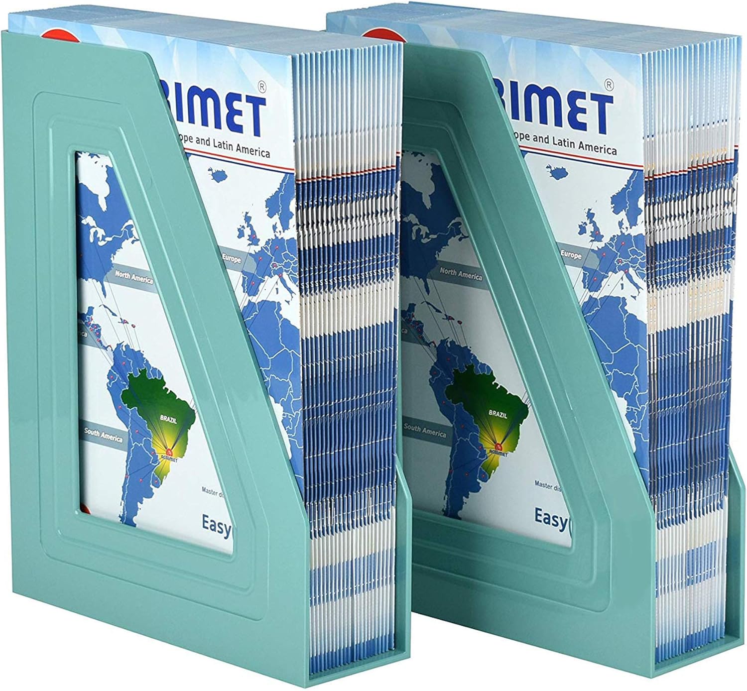 Acrimet Magazine File Holder Durable Rack Space-Saving Organizer 2 Pack Solid Green