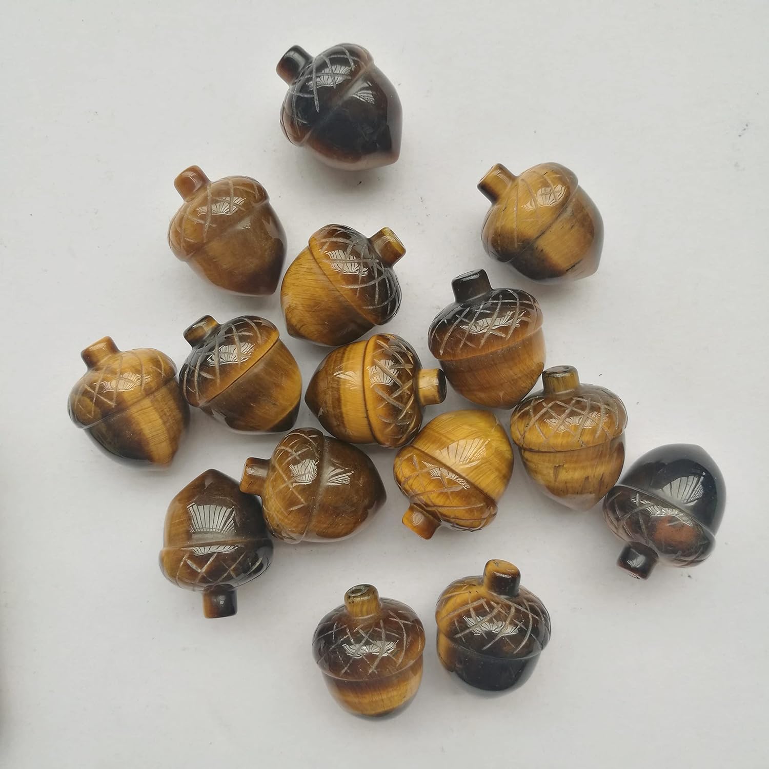 2 Pcs Natural Tigers Eye Pocket Hazelnut Figurine Decor Stones