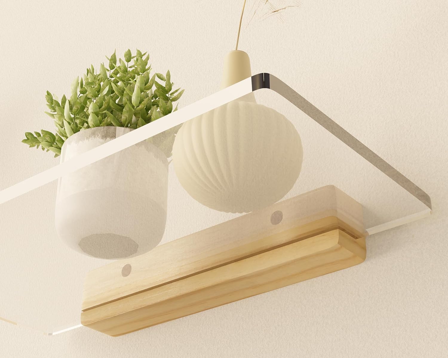 Solid Wood Acrylic Floating Shelf for Room Decor