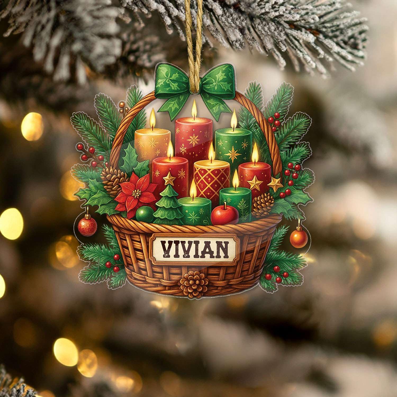 Custom Name Candle Hanging Decoration for Christmas
