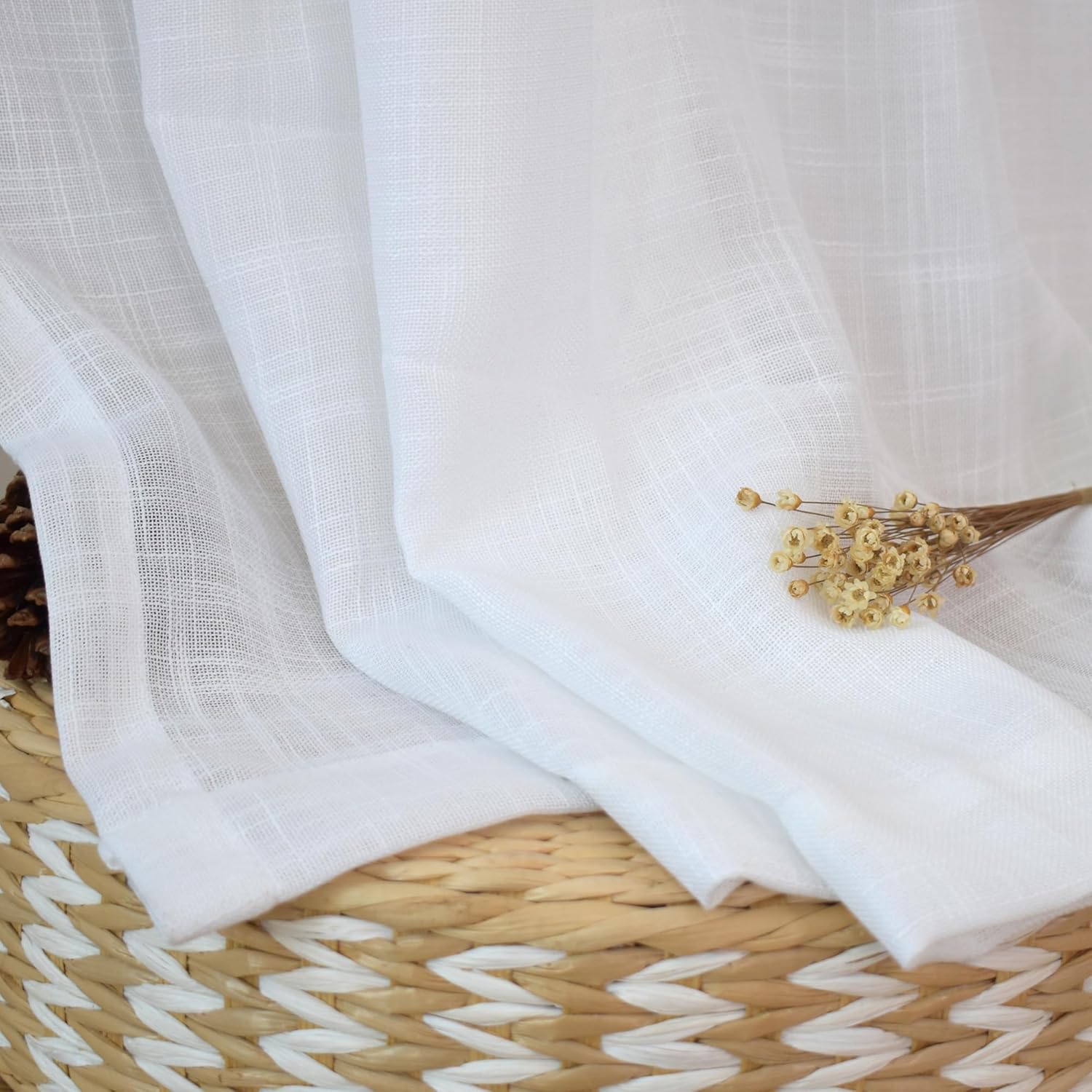 White Sheer Curtains 80 Inch Farmhouse Style 2 Panels Grommet Top