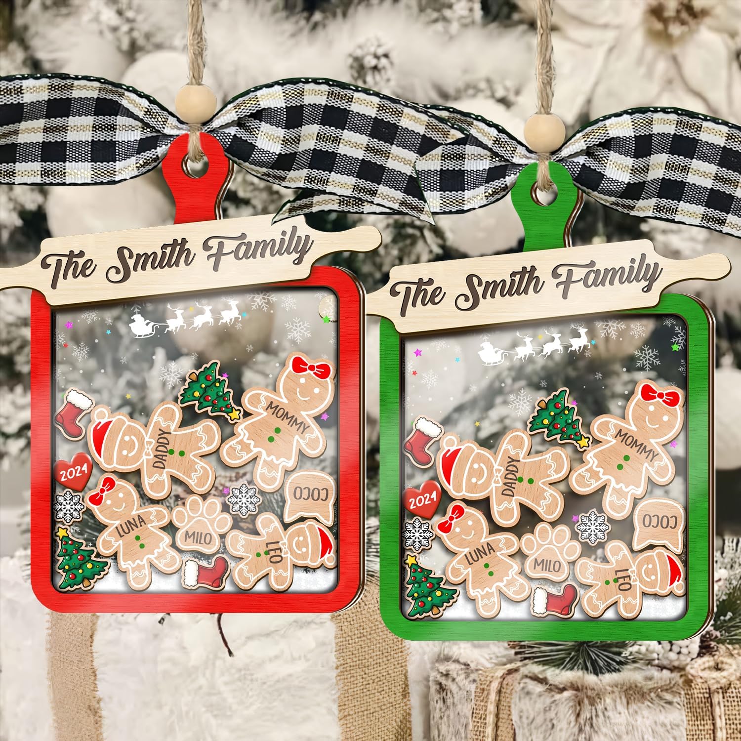Gingerbread Family Christmas Ornaments 2024 Personalized