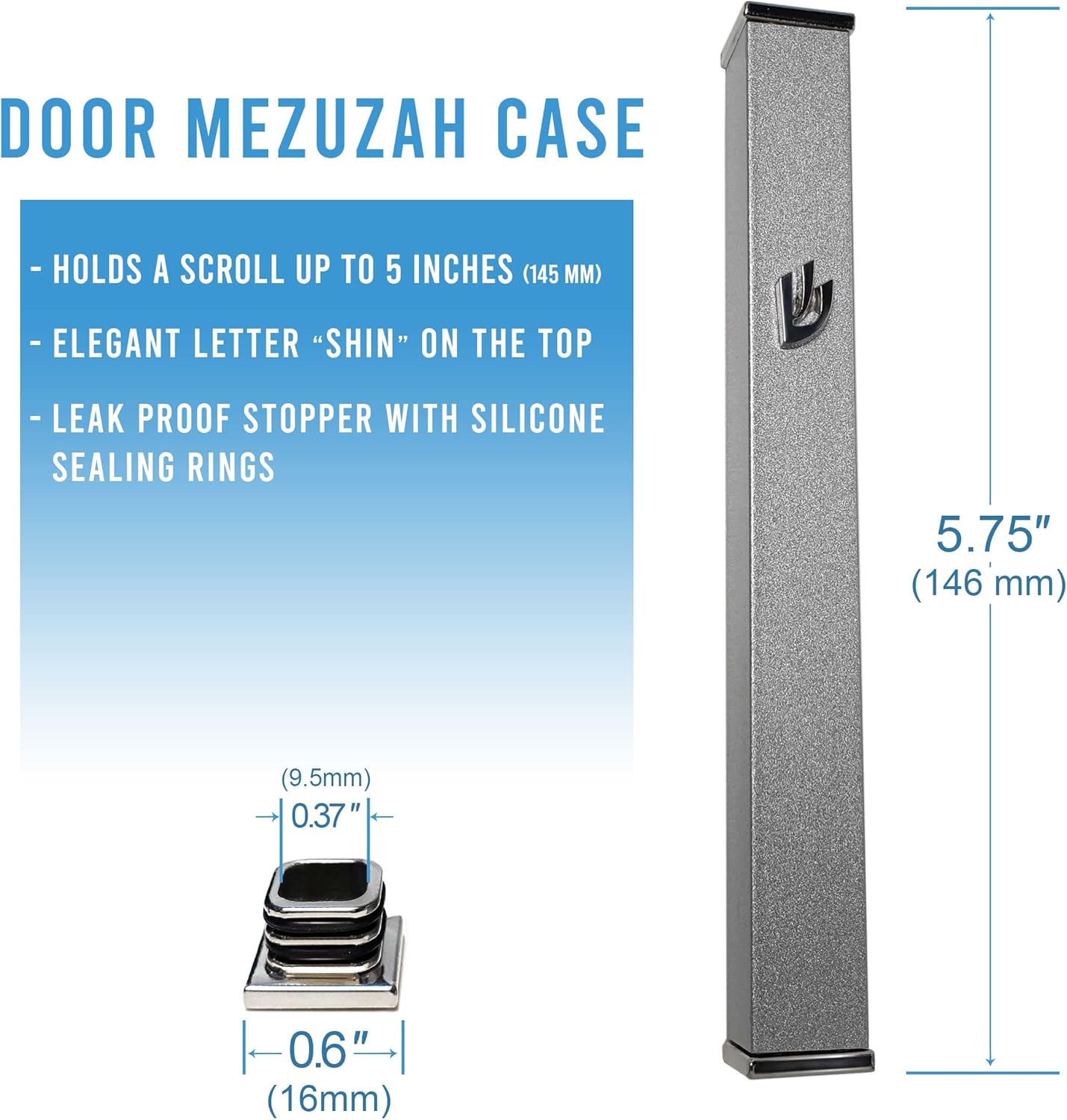 Elegant Modern Door Mezuzah Case 575 Inch Taupe Self Stick