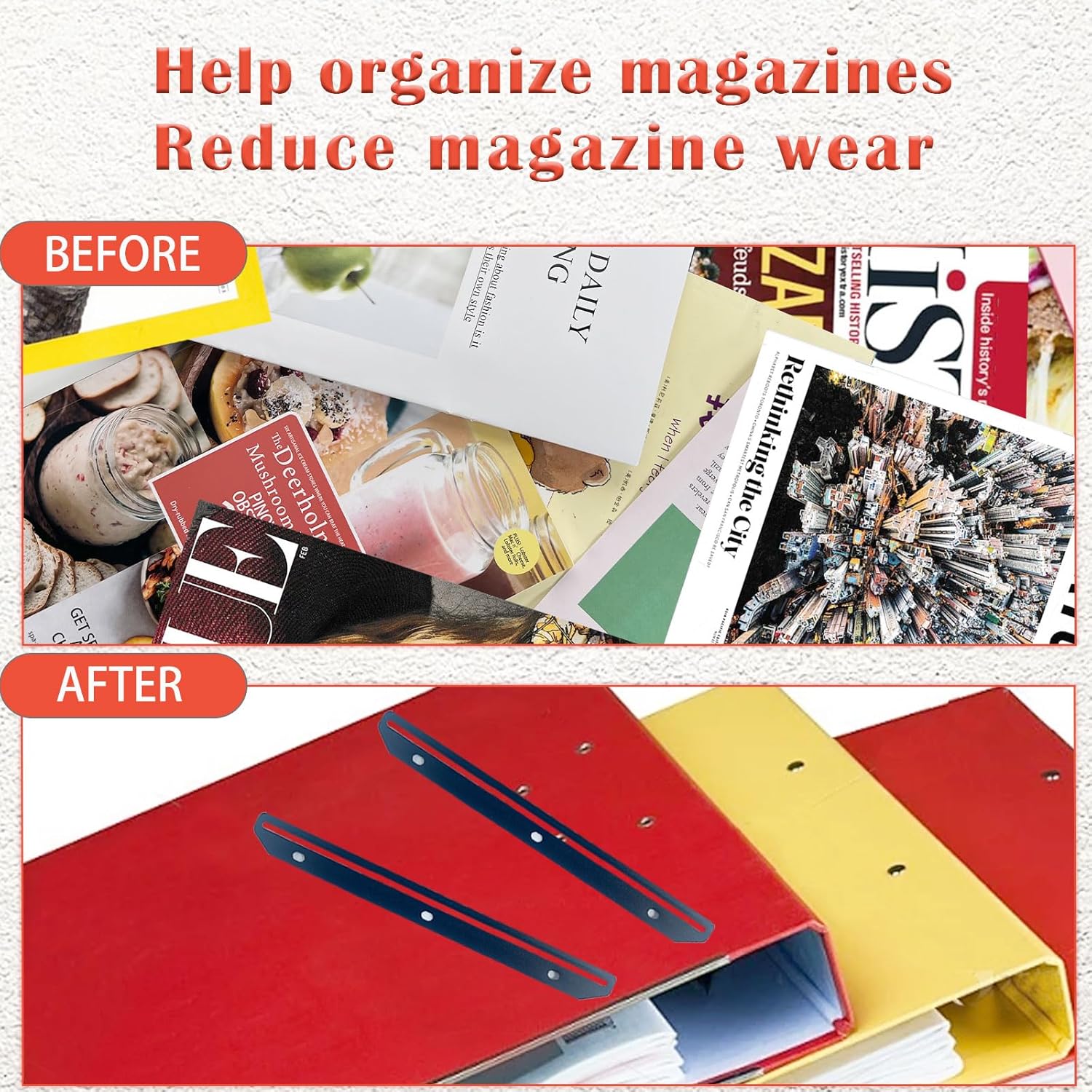 24Pcs Black Magazine Holder For Binder 3 Hole Punched