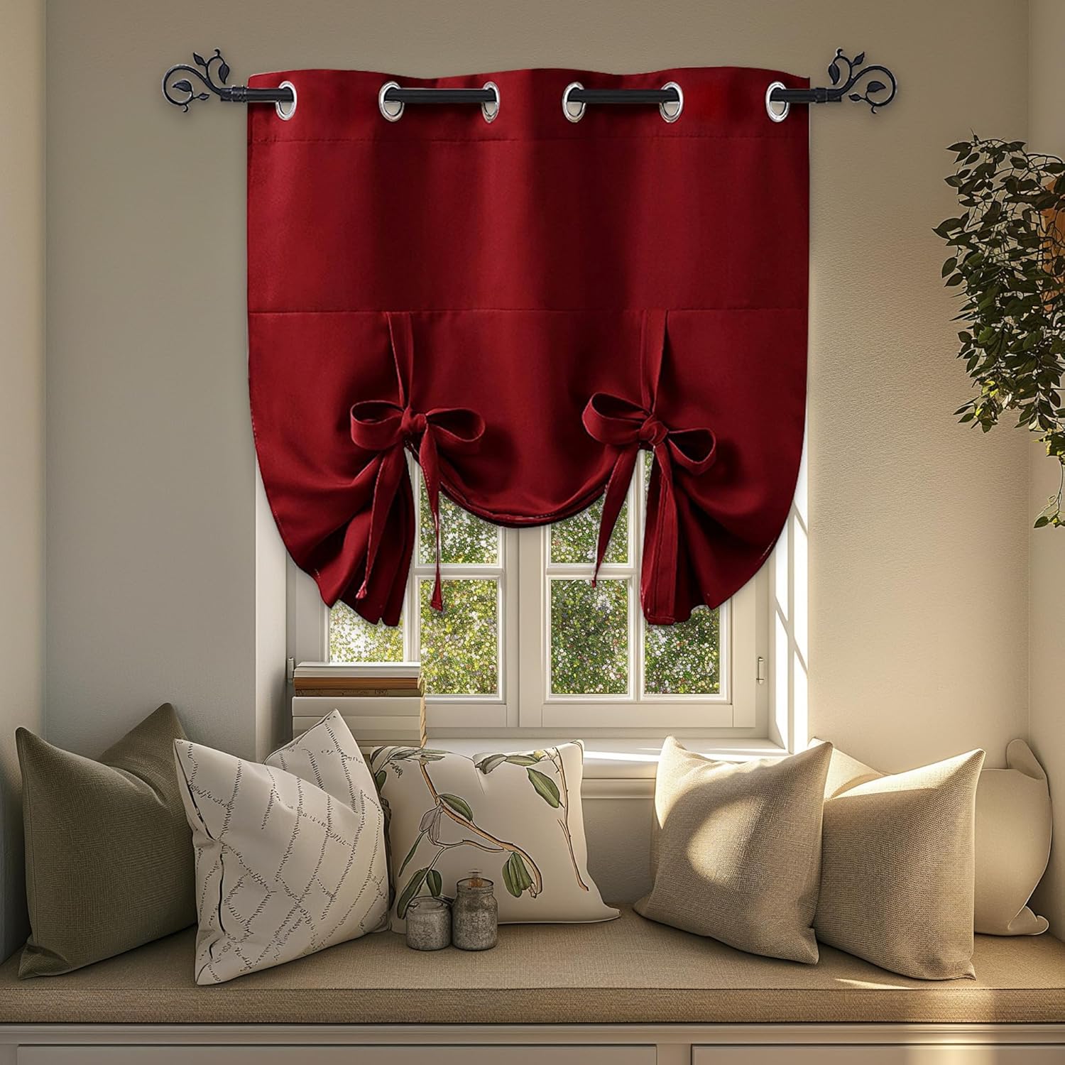 Pony Dance Red Thermal Kitchen Curtains