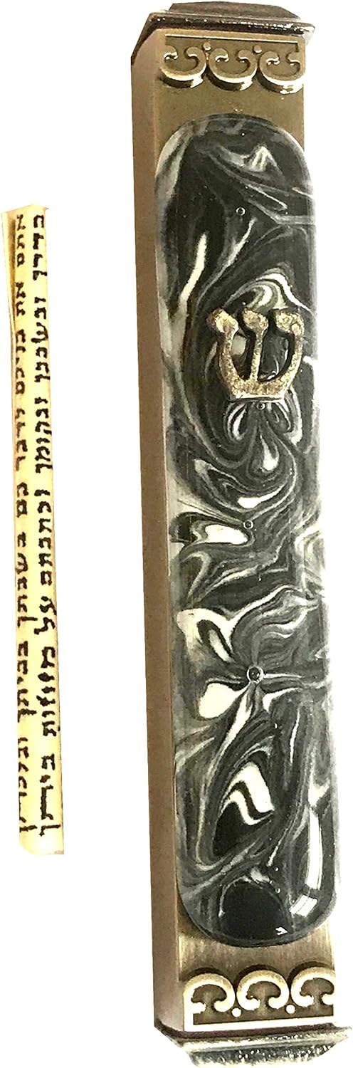Art Glass Mezuzah with Weatherproof Case and Scroll