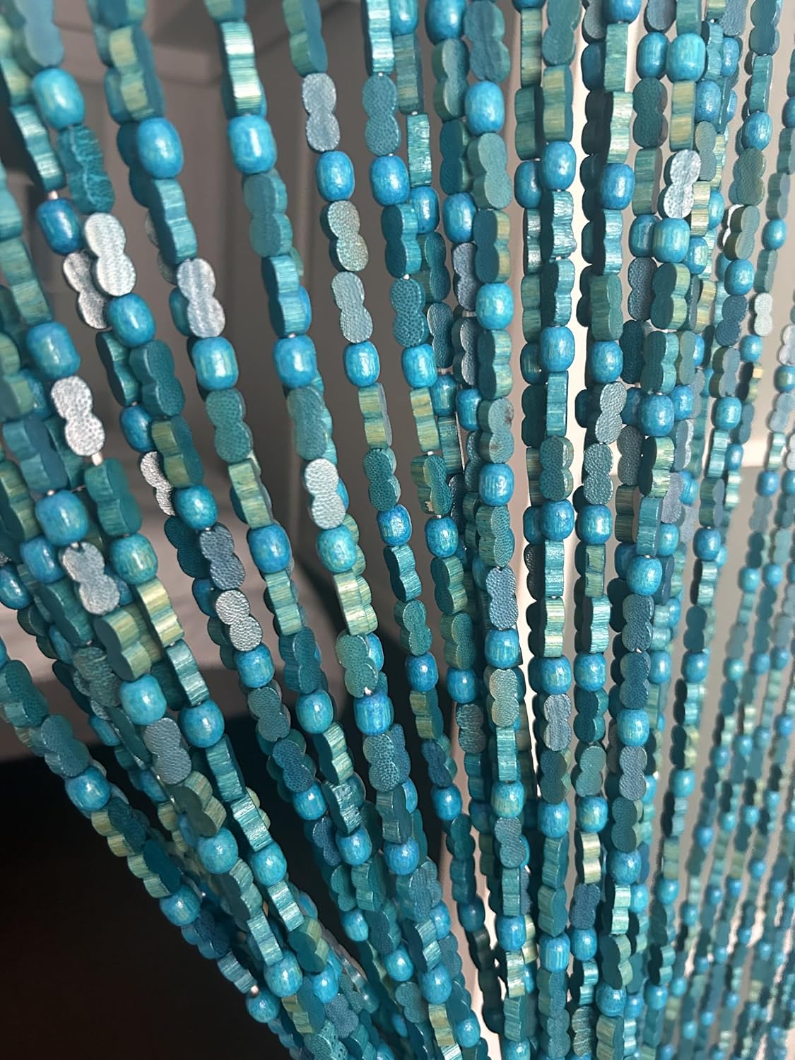 BeadedString Natural Wood and Bamboo Beaded Curtain
