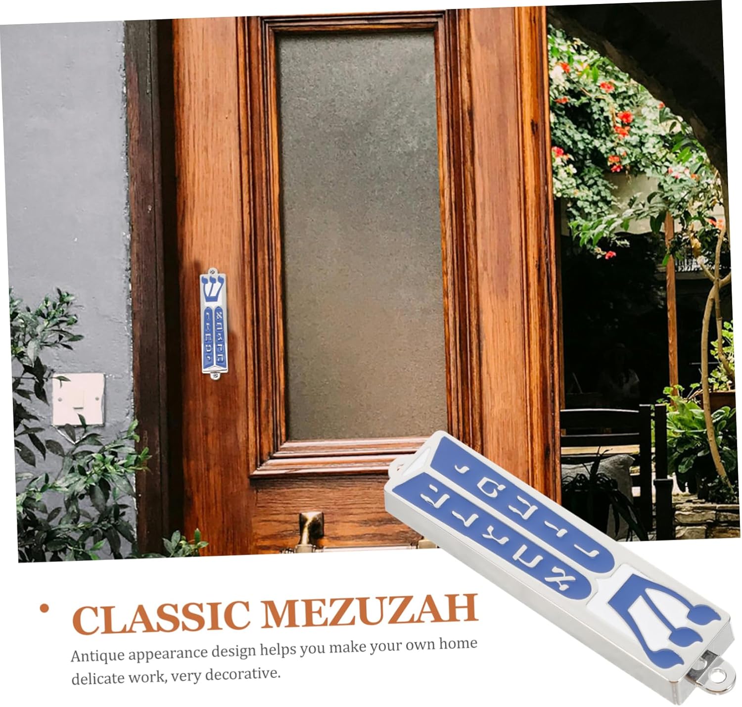 Jewish Mezuzah Sacred Scroll Metal Case for Entryway Blessing