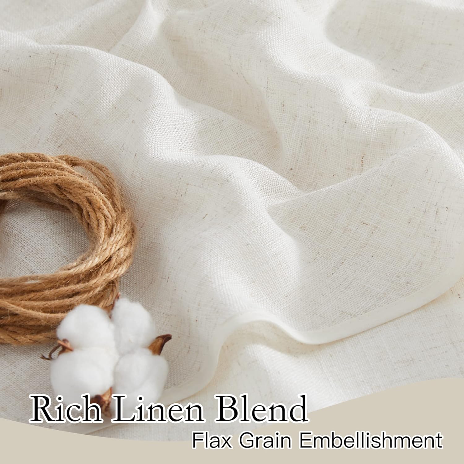 RYB HOME Linen Sheer Curtains - 52 x 72 2 Panels