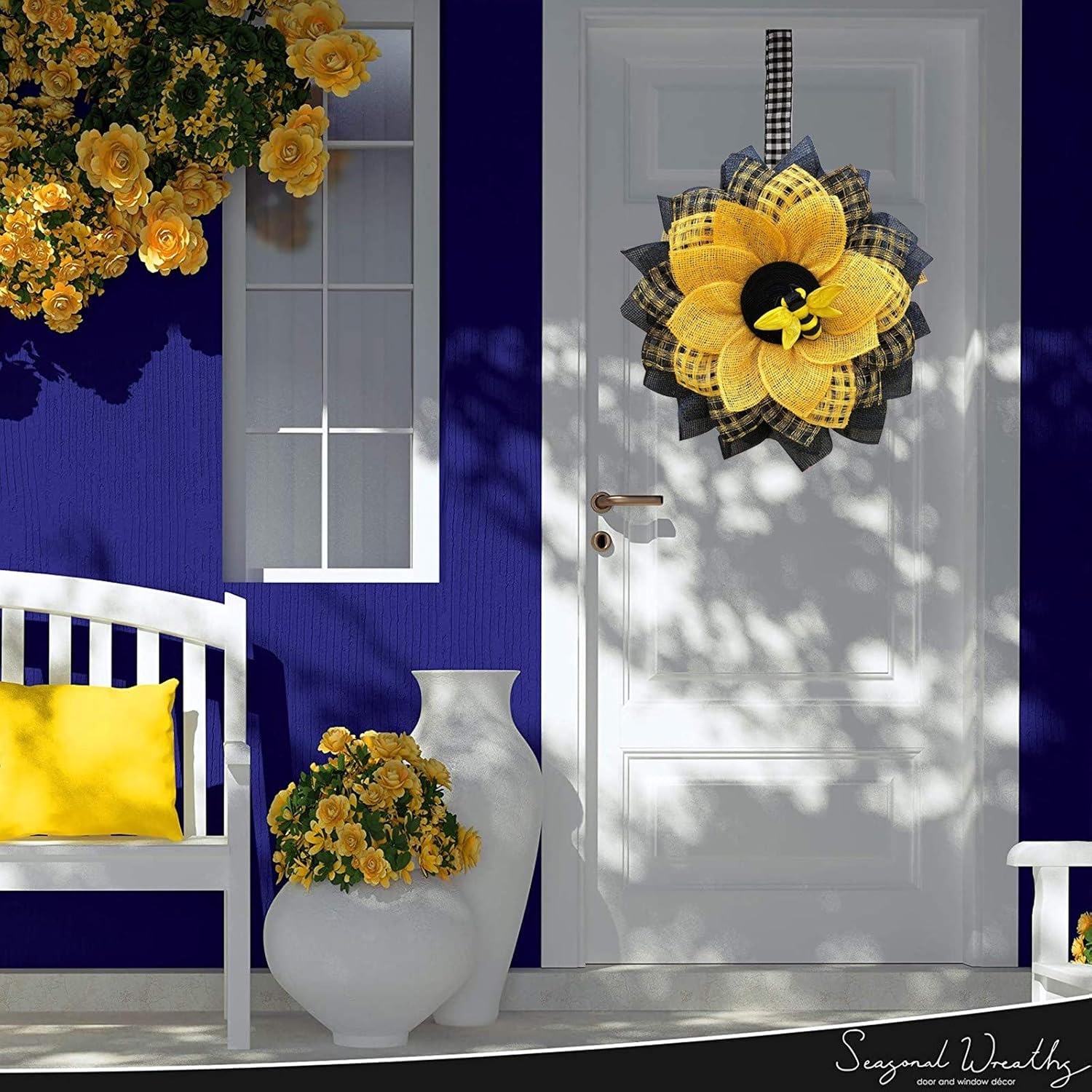 Yellow Sunflower Wreath for Front Door Decor