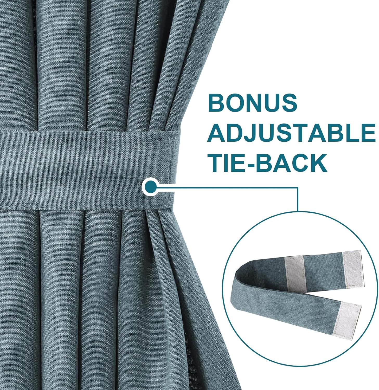 Turquoize Thick Linen Door Curtain Panel 25W x 72L Stone Blue