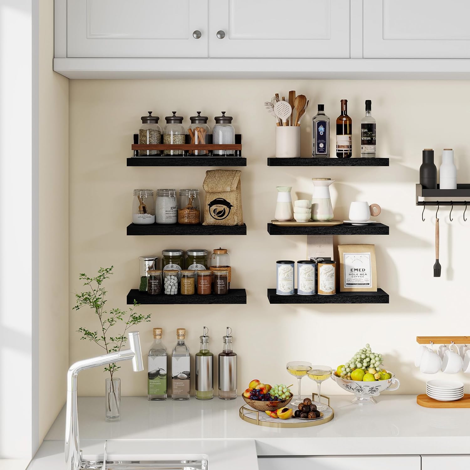 Venusmiles Floating Wall Shelves Black 15x6x1
