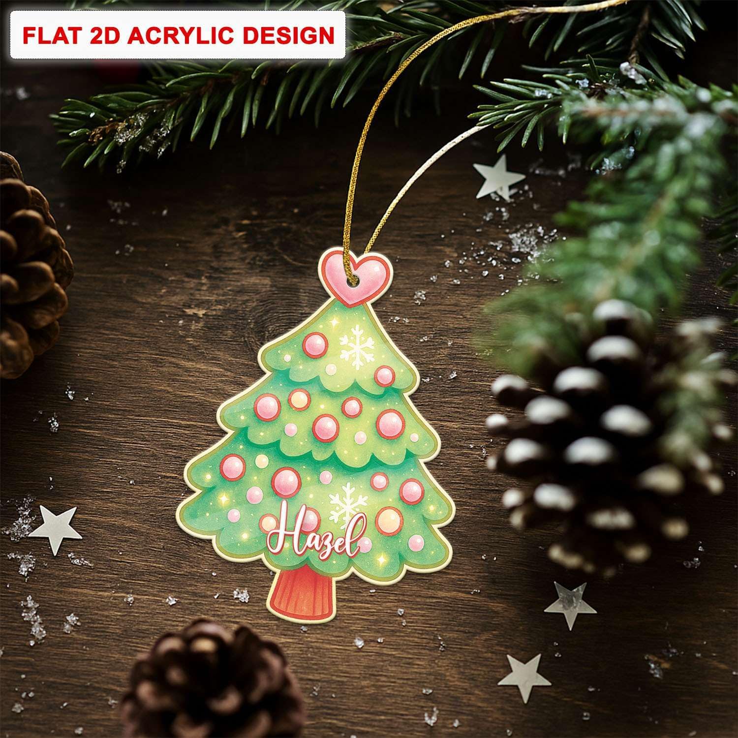 Personalized Name Christmas Tree Hanging Keepsake for Sister and Brother