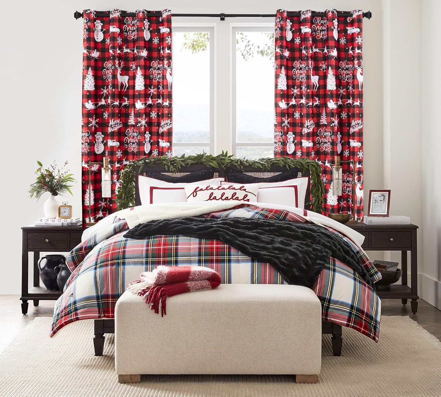PANELSBURG Red Buffalo Plaid Curtains Set of 2