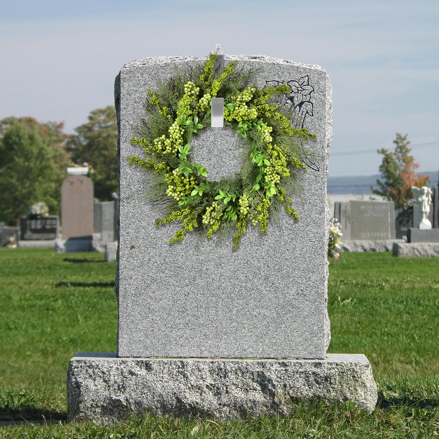 AQKILO Adjustable Wreath Hangers for Headstones - 2 Pack