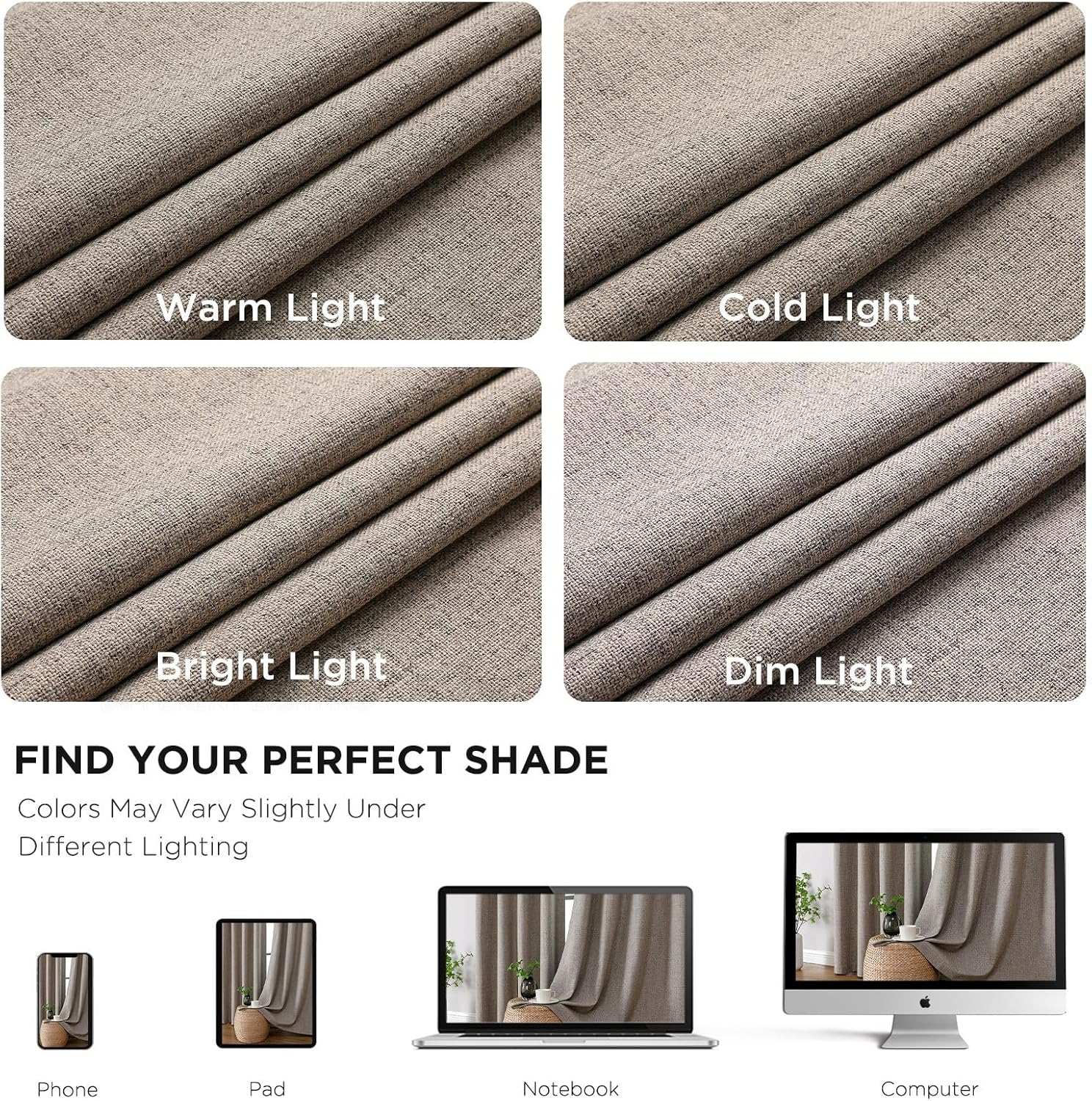 CUCRAF Blackout Curtains 2 Panels Set 52x84 Inch Linen Grommet