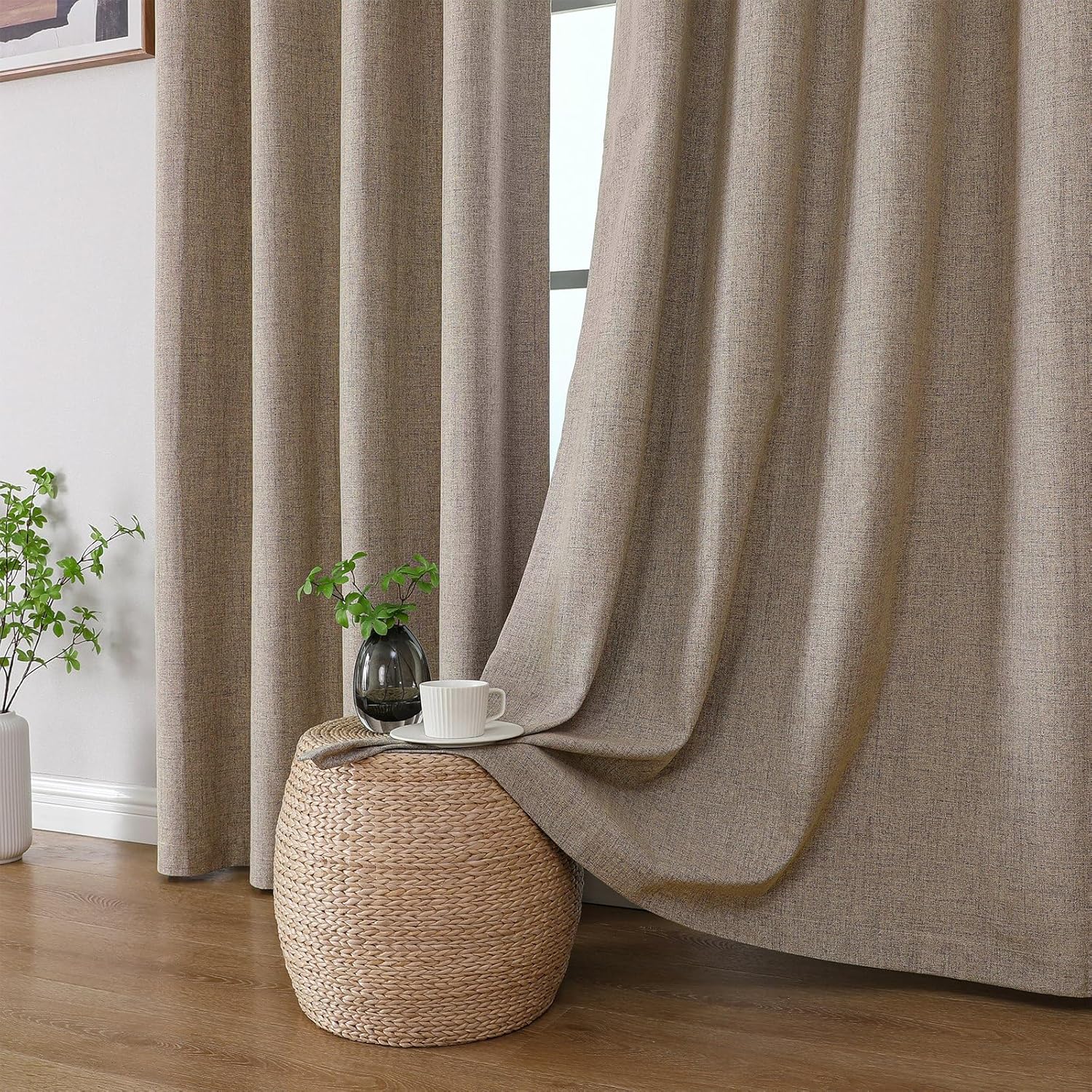CUCRAF Blackout Curtains 2 Panels Set 52x84 Inch Linen Grommet