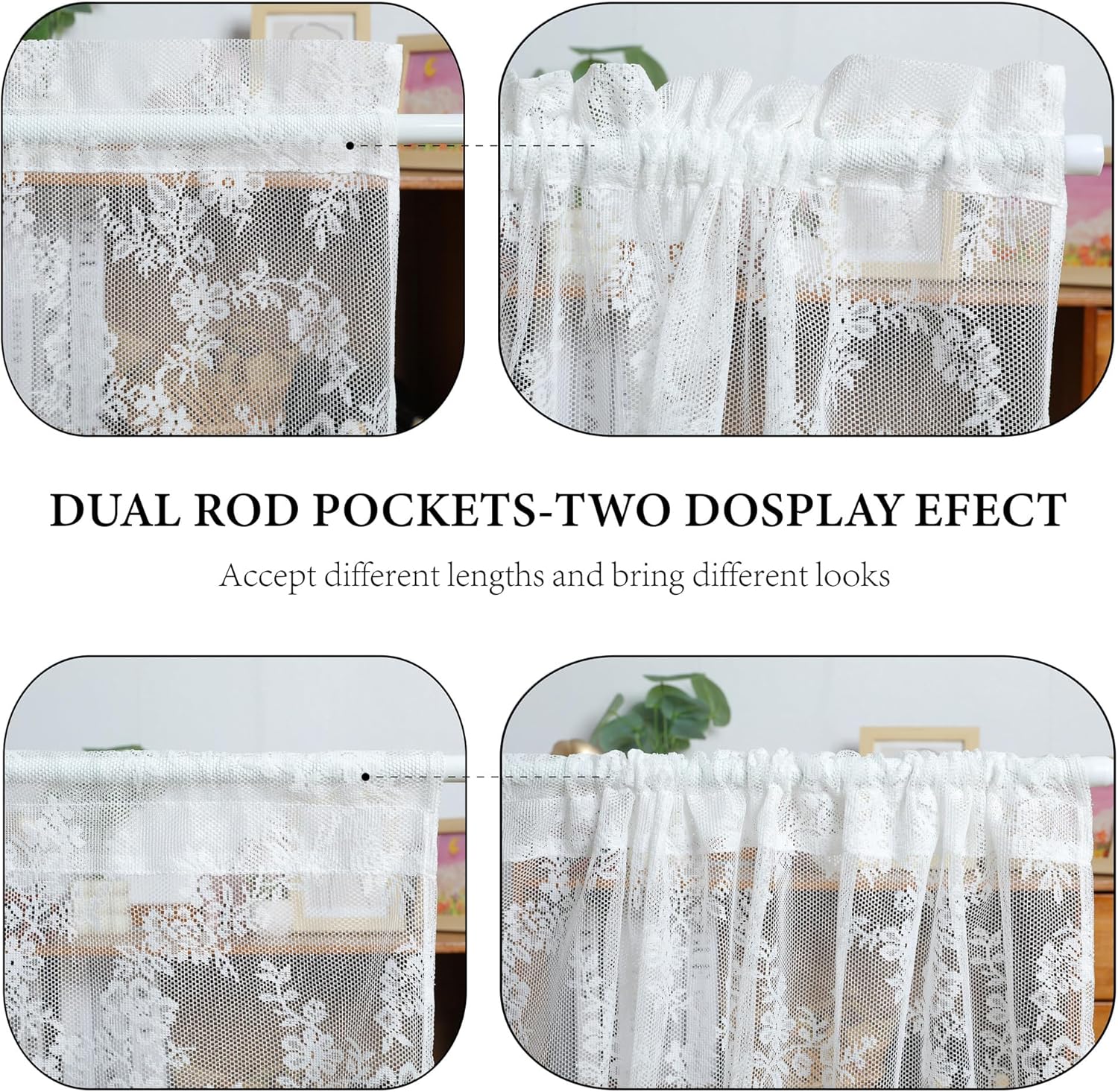 Lace French Door Curtain with Tieback 2 Panels
