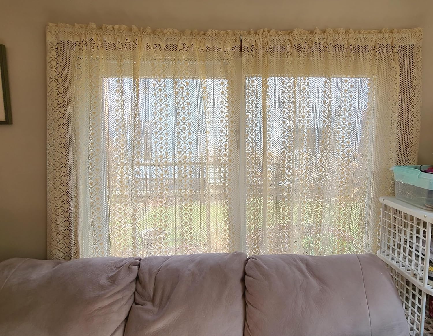 Yunsurey Rustic Crochet Curtain Panel 1 Piece 59x78 Inch
