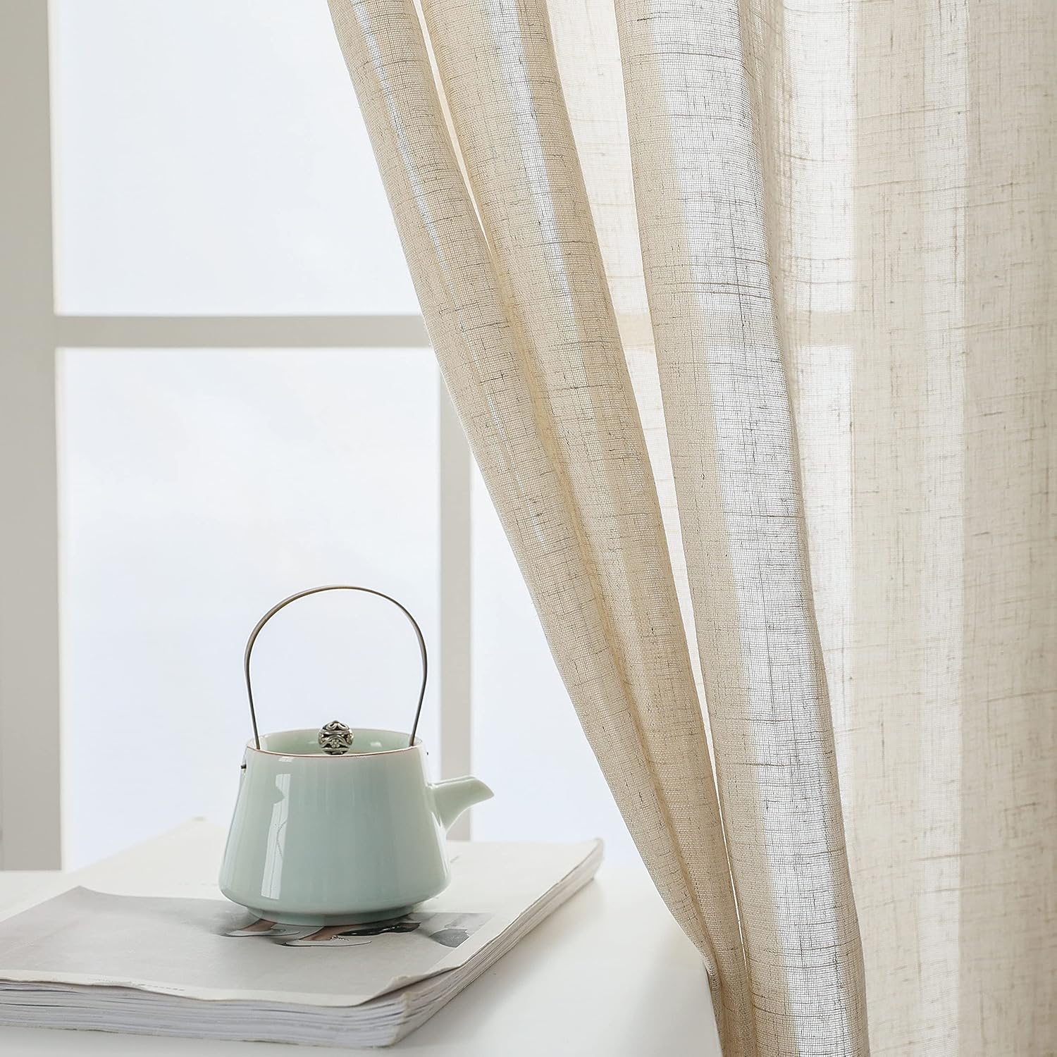 Demetex French Door Curtain 2 Panels 30x72 Beige