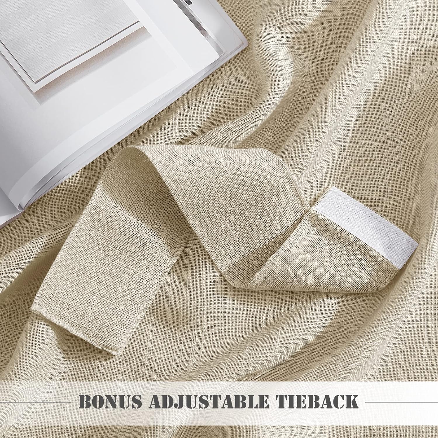 Pony Dance Front Door Curtain - 30x72 Soft Beige Faux Linen Panel