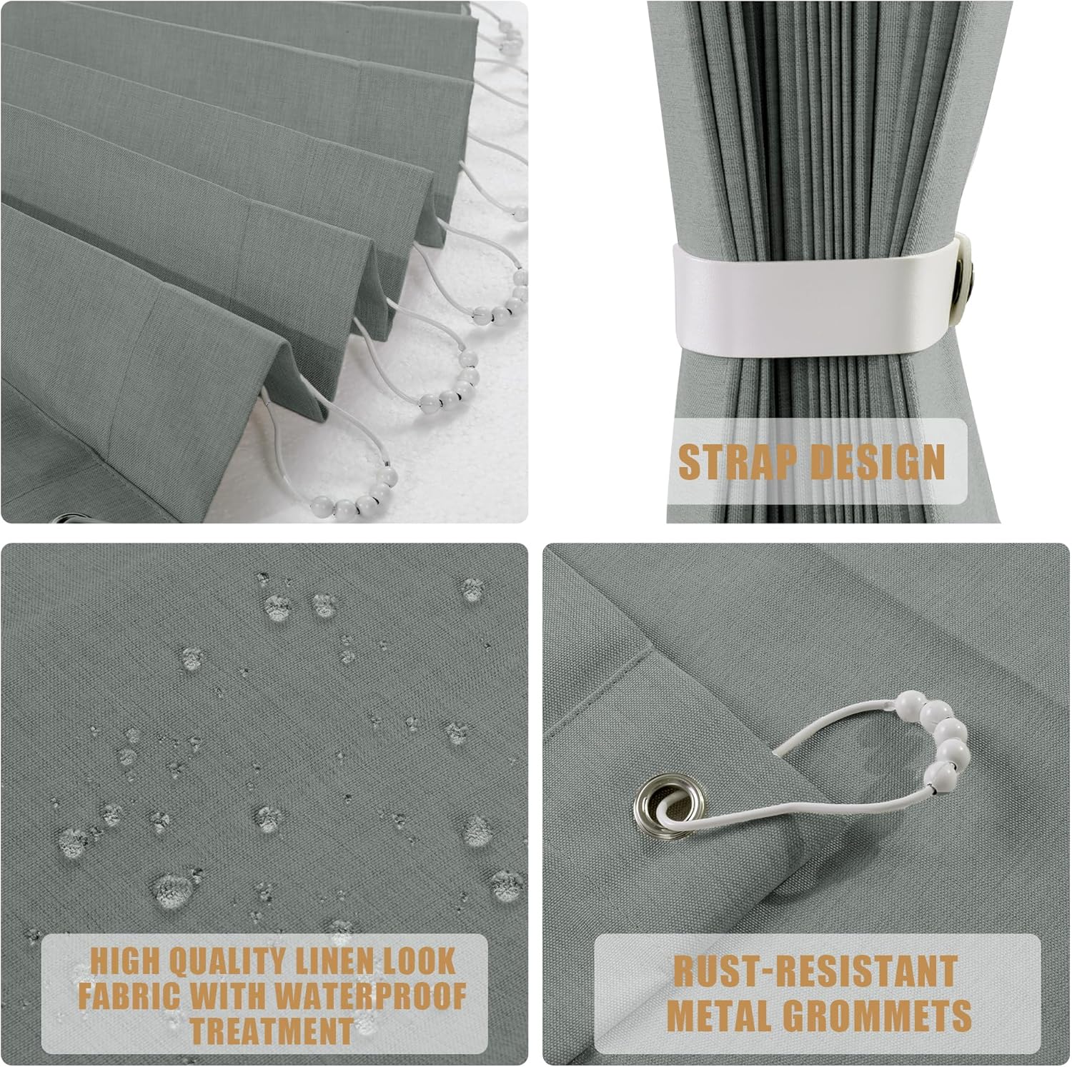 HOMBYS Magnetic Door Curtain 2 Panel Grey 40x78 Inches