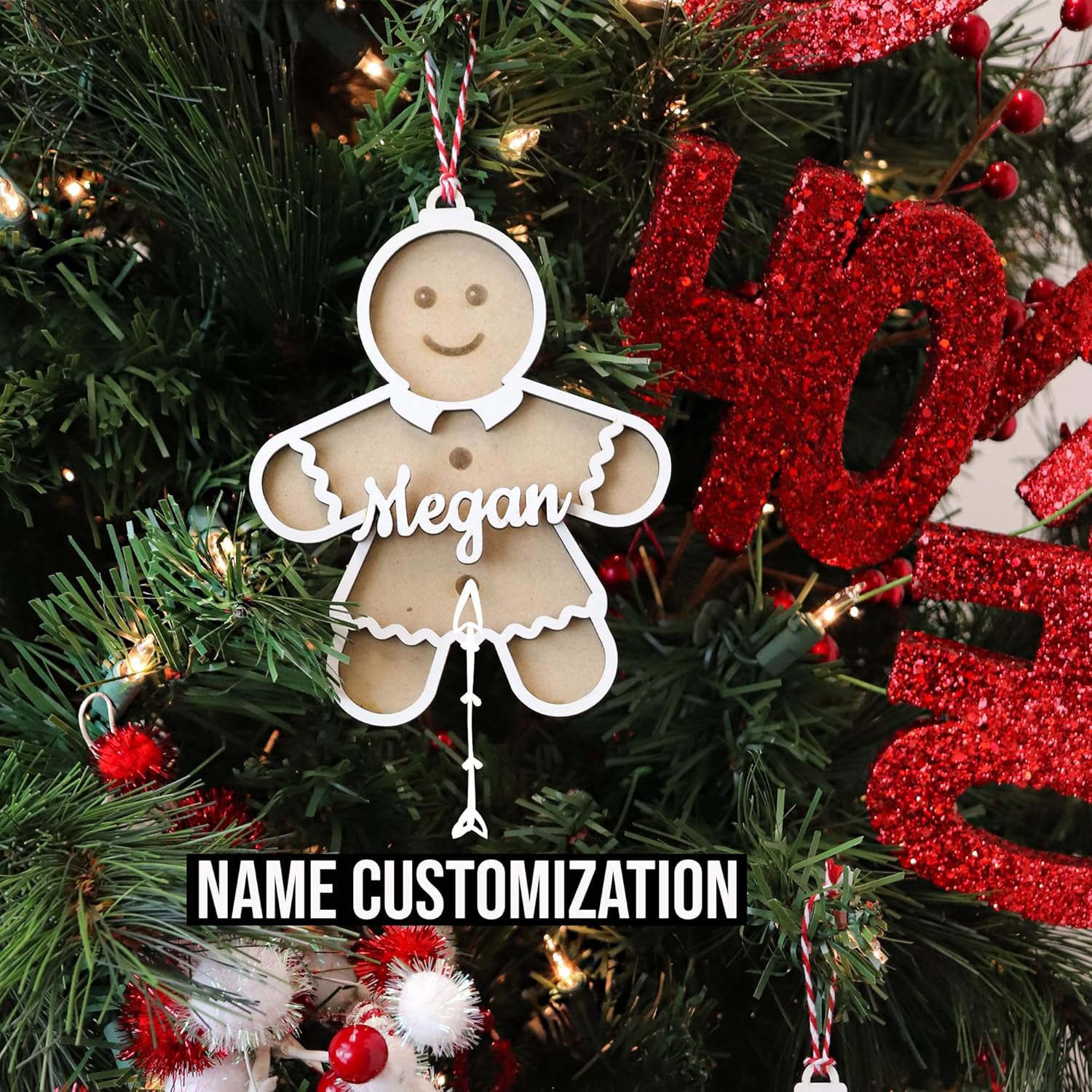 Personalized Gingerbread Name Christmas Ornament for Family Tree