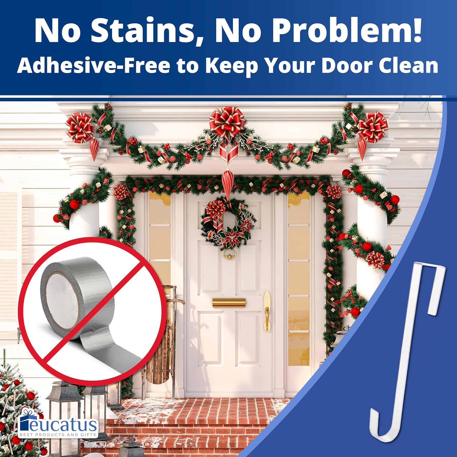 Non Scratch 100 Clear Wreath Hanger 3 Pack