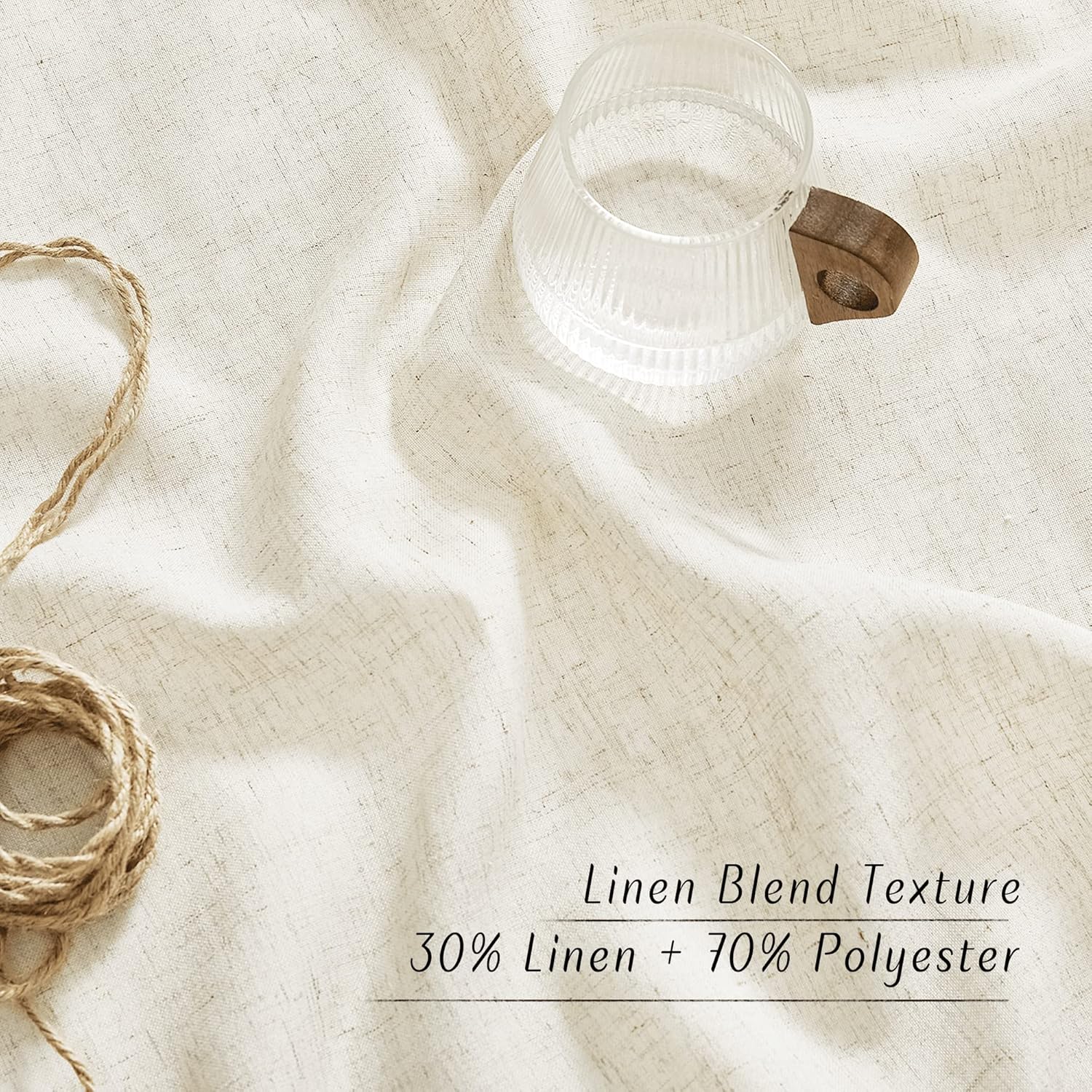 NICETOWN Natural Linen Curtains 2 Panels Set 80 Inches Long