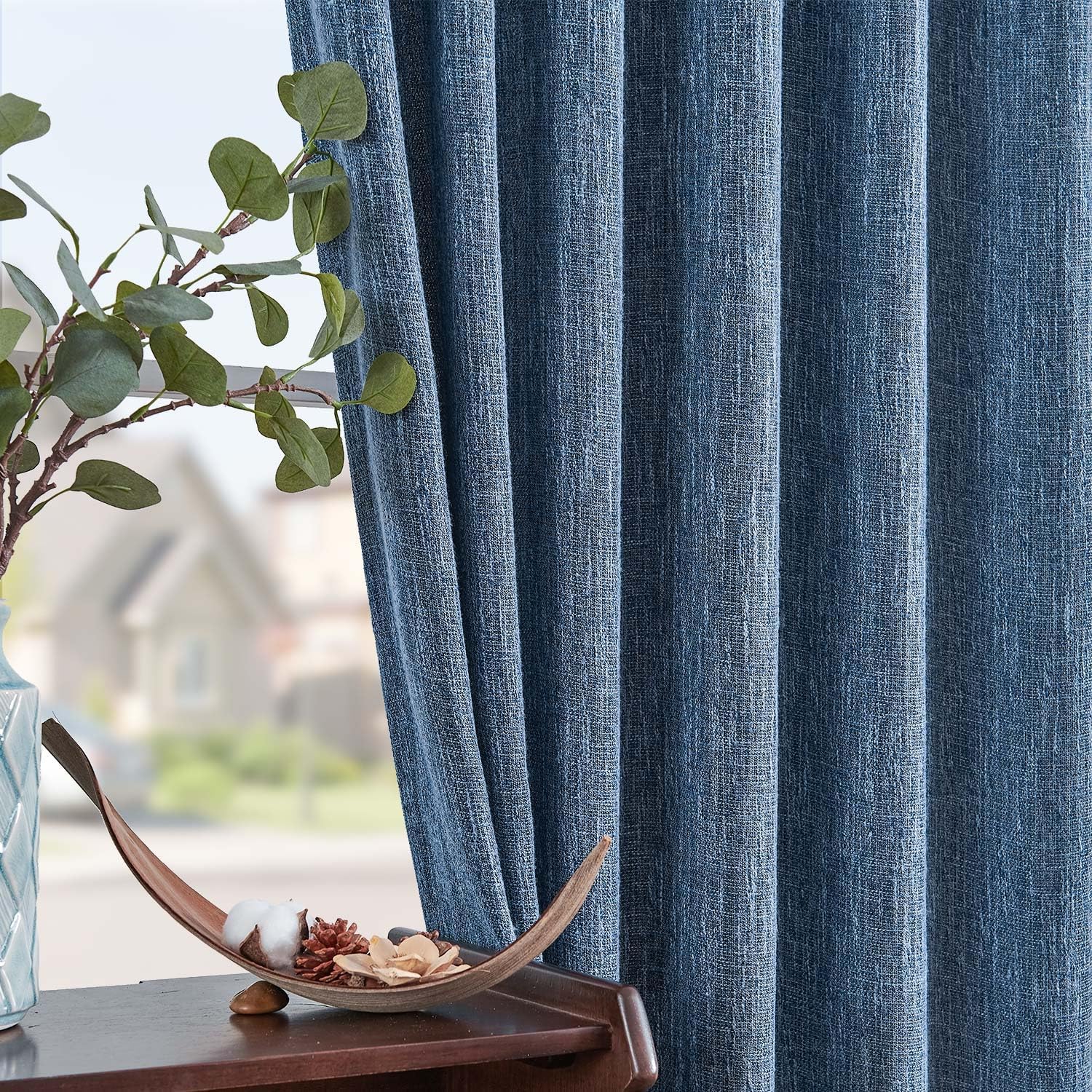 Jinchan Farmhouse Burlap Curtains 2 Panels Blackout Lined