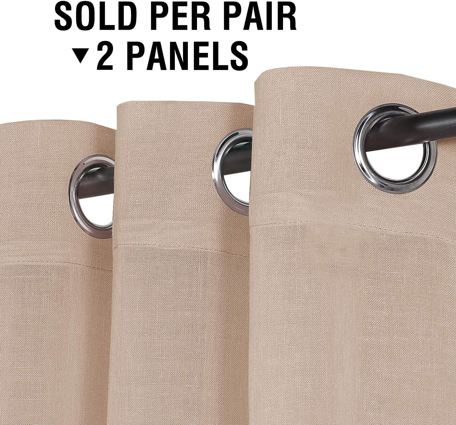 HVERSAILTEX Linen Semi Sheer Curtains 72 Inches 2 Panels Natural