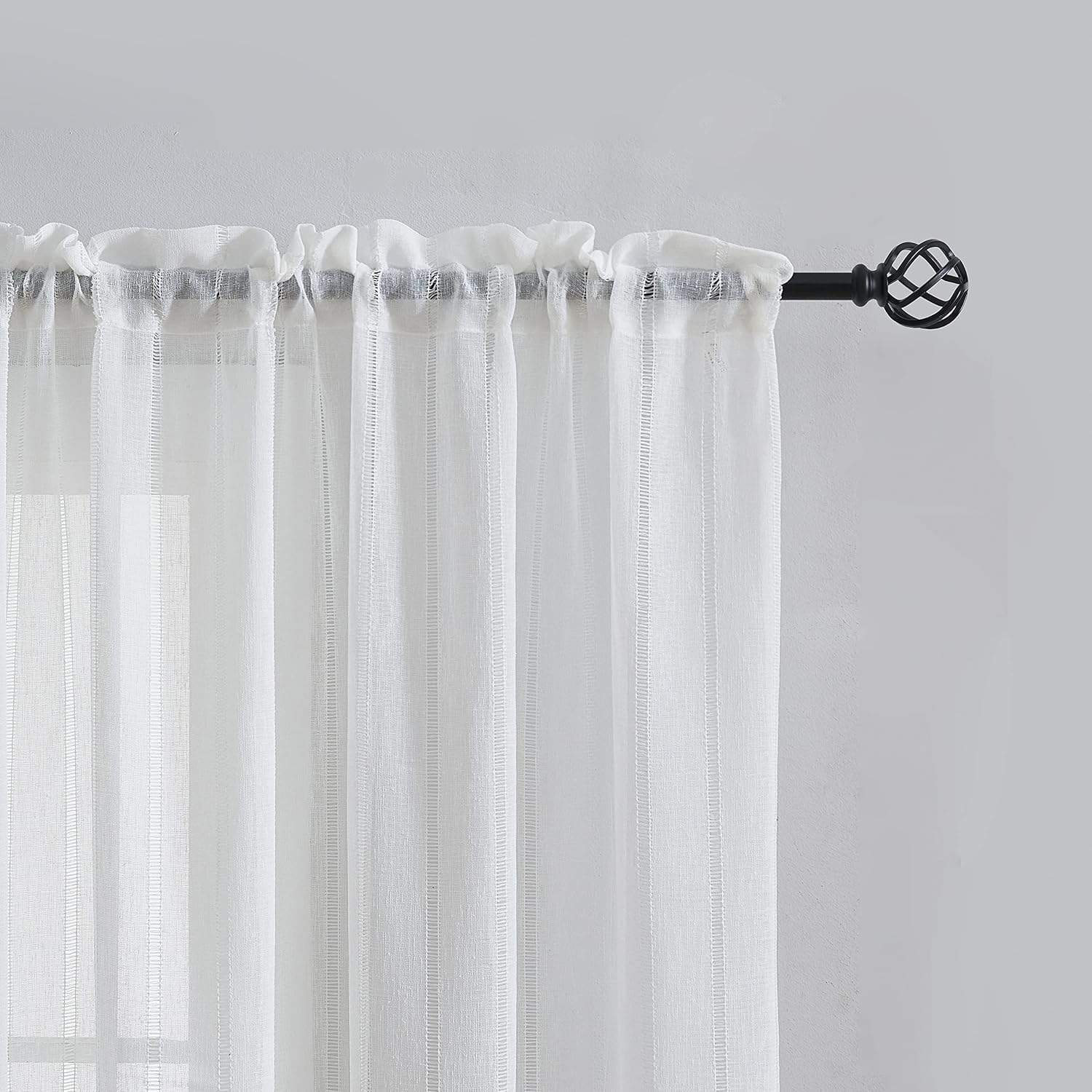 Home Brilliant Striped Semi Sheer Curtains 2 Panels 54x72