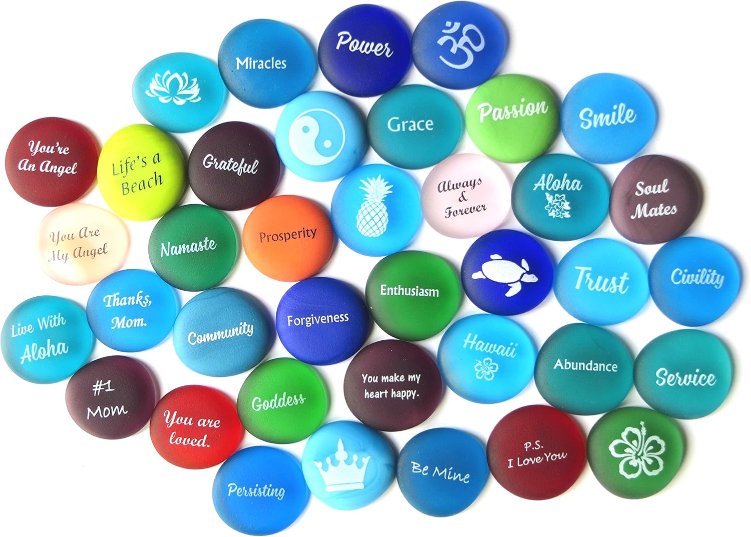 Lifeforce Glass Inspirational Word Stones Set of 100