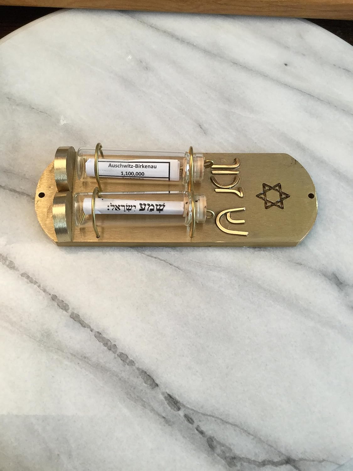 Mezuzah with Holocaust Memorial Brass Plate