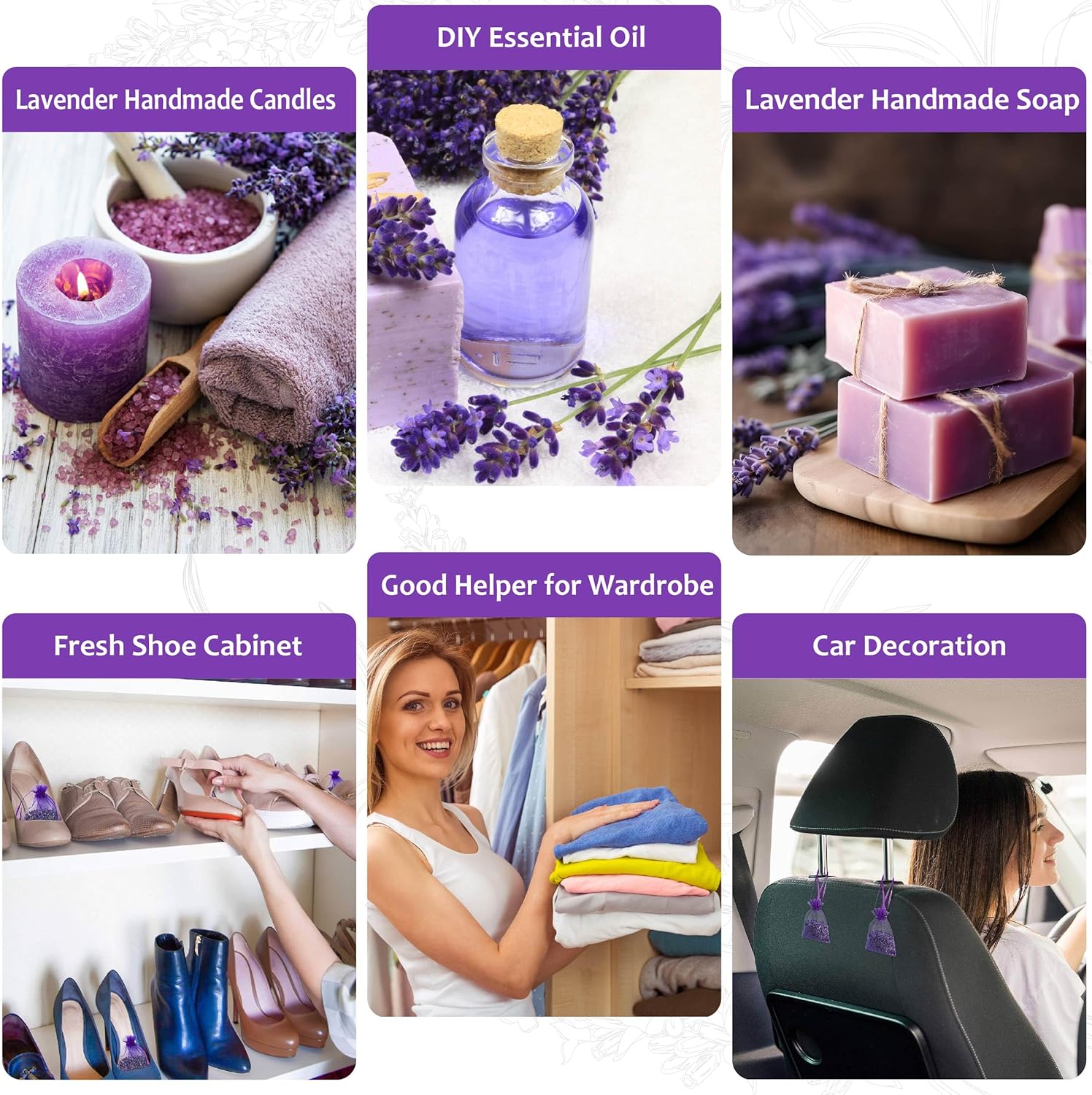 25 Pack Dried Lavender Flower Sachets for Drawers Closets